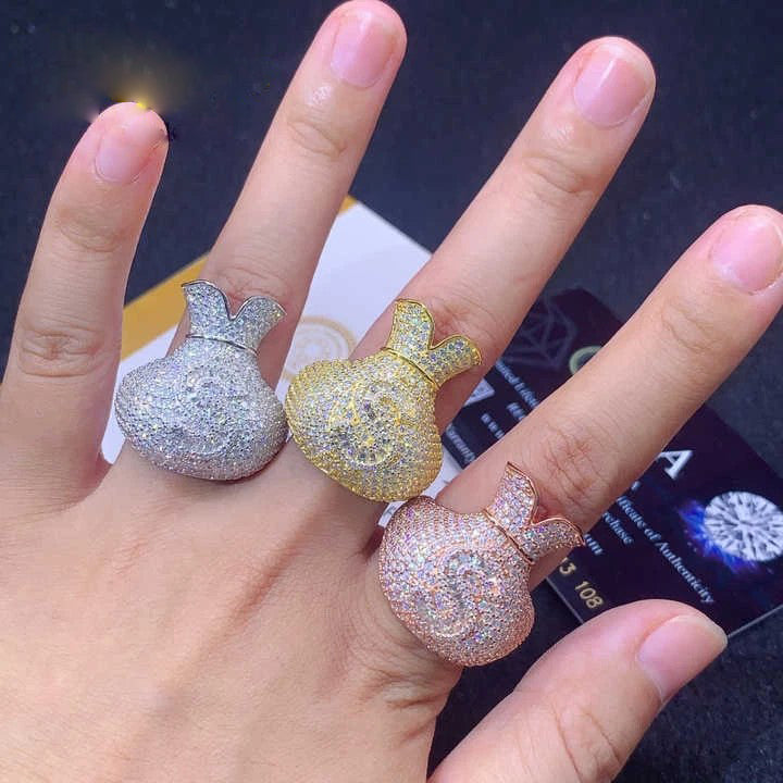 VVS Moissanite Money Bag Ring – 925 Sterling Silver