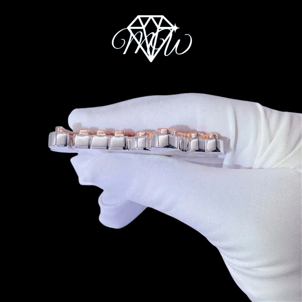 Two Tone Initial Pendant – 925 Silver Iced Out Moissanite Hip Hop Jewelry