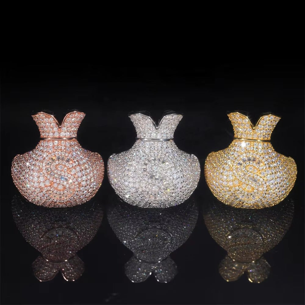 VVS Moissanite Money Bag Ring – 925 Sterling Silver