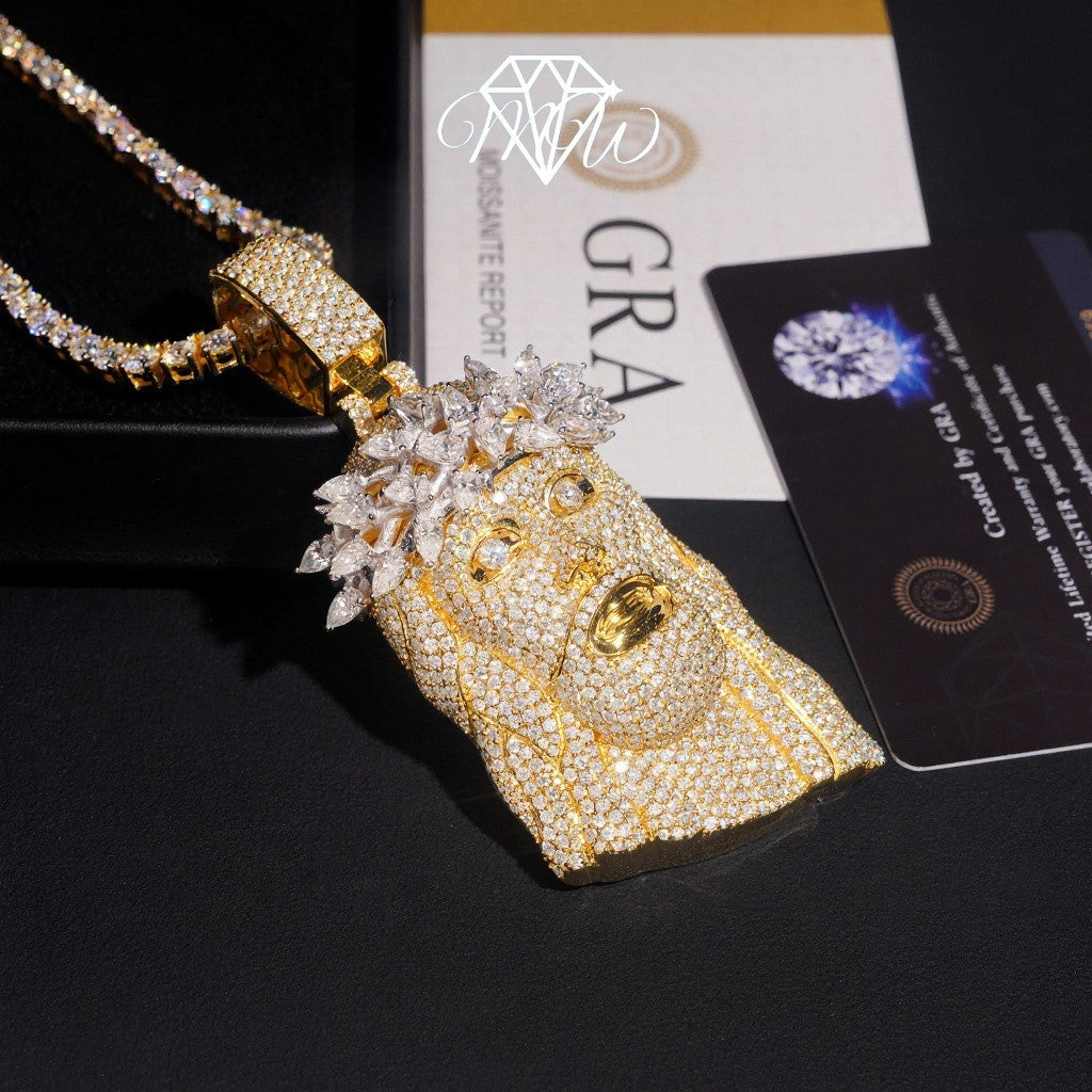 Custom Jesus Pendant – 18K Gold Plated 925 Silver VVS Moissanite GRA