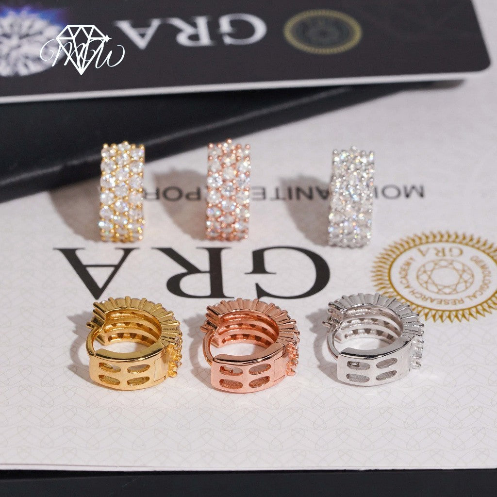 Iced Out Moissanite Hoop Earrings for Women – VVS Hip Hop Jewelry in 925 Sterling Silver with Gold Plated Finish