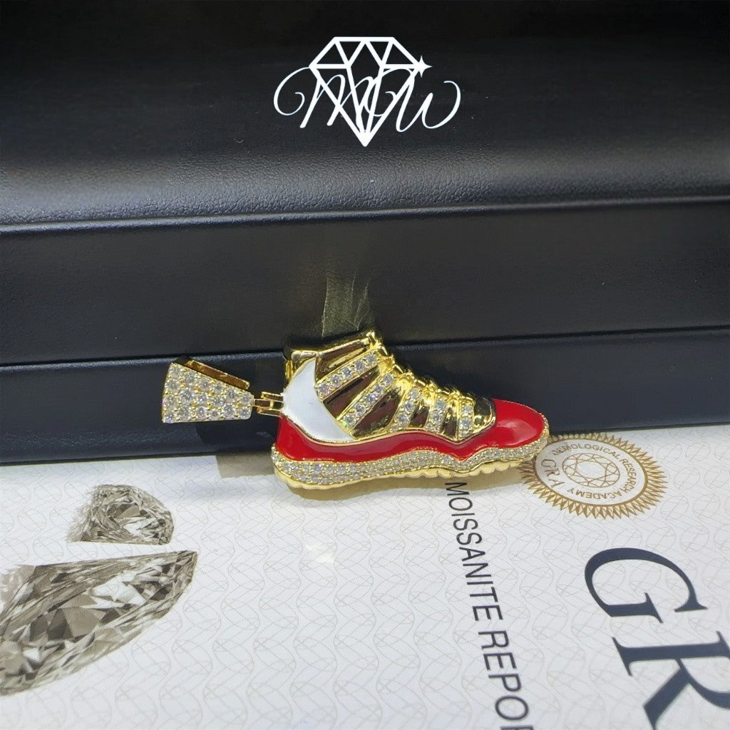 3D Moissanite Shoe Pendant – 925 Silver Hip Hop Iced Out Jewelry