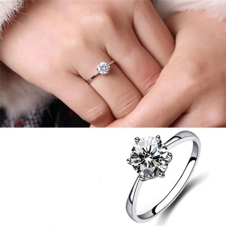 VVS Moissanite Solitaire Engagement Ring – 4 Prong 925 Sterling Silver