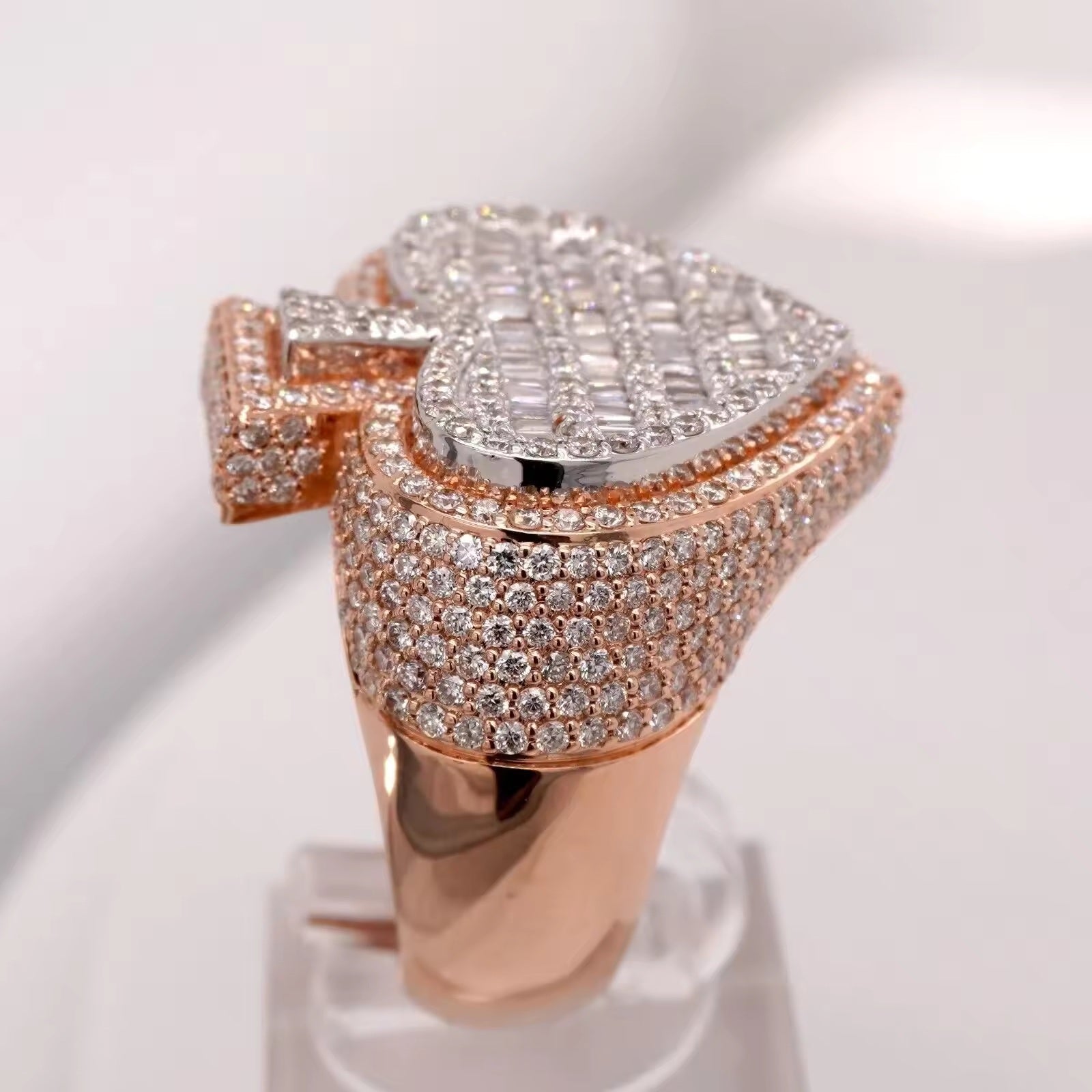 Custom Heart-Shaped VVS Moissanite Ring – Iced Out Bussdown Design, Gold Plated 925 Sterling Silver