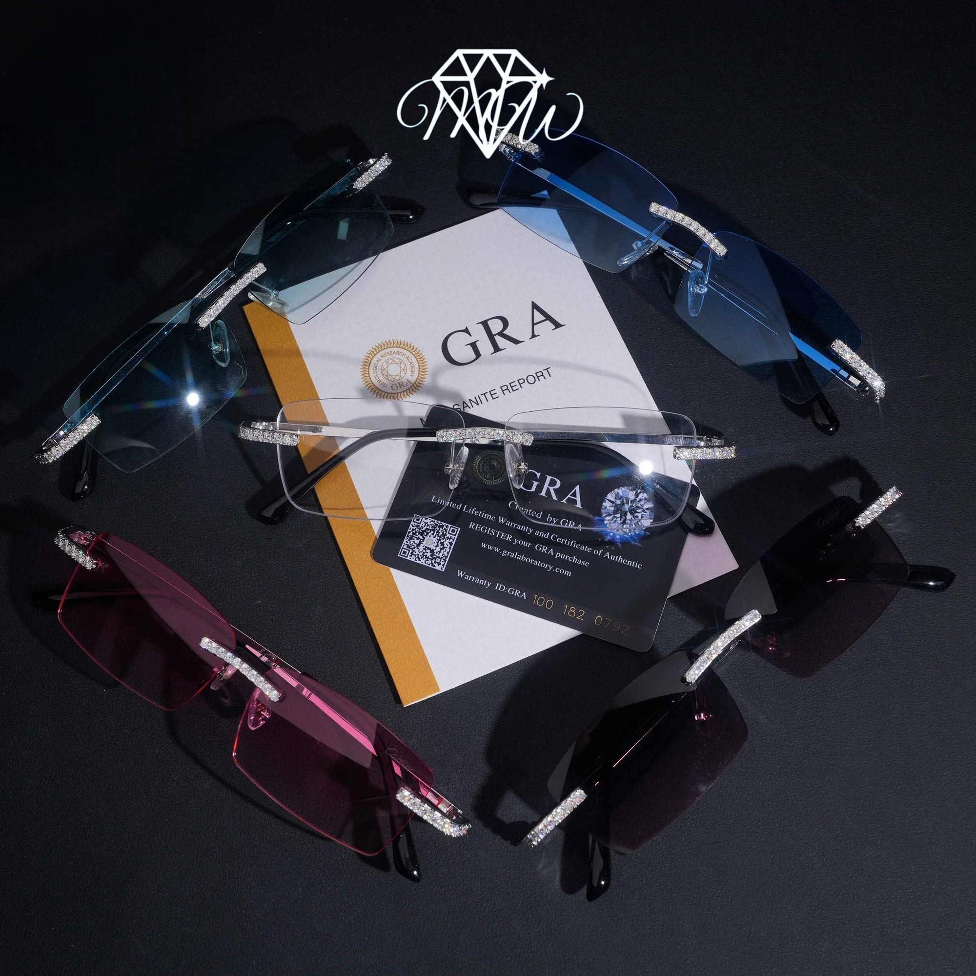 VVS Moissanite Rimless Sunglasses – Iced Out 925 Silver & Gold Plated