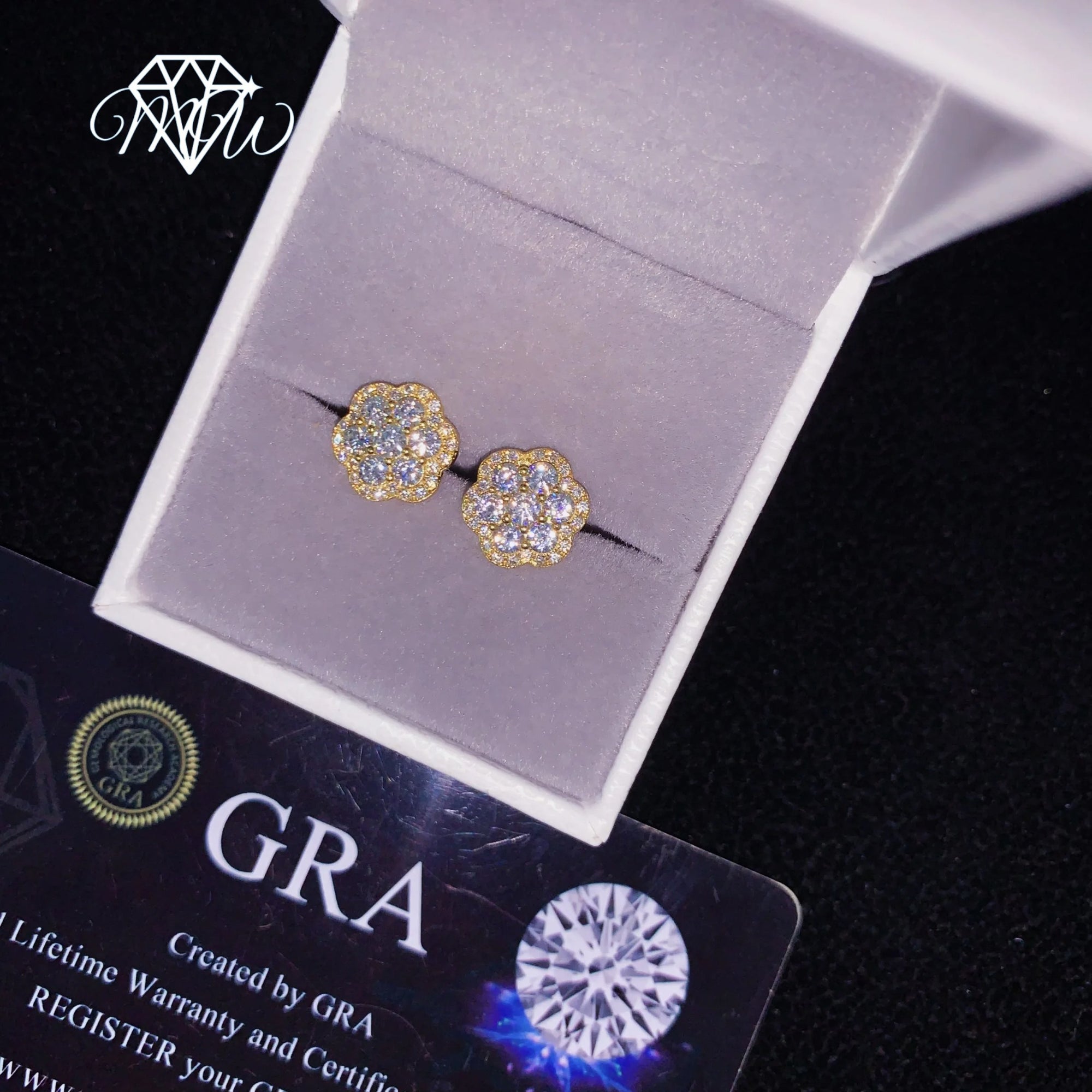 VVS Moissanite 10mm Flower Stud Earrings – Iced Out Hip Hop Jewelry in Gold-Plated 925 Sterling Silver