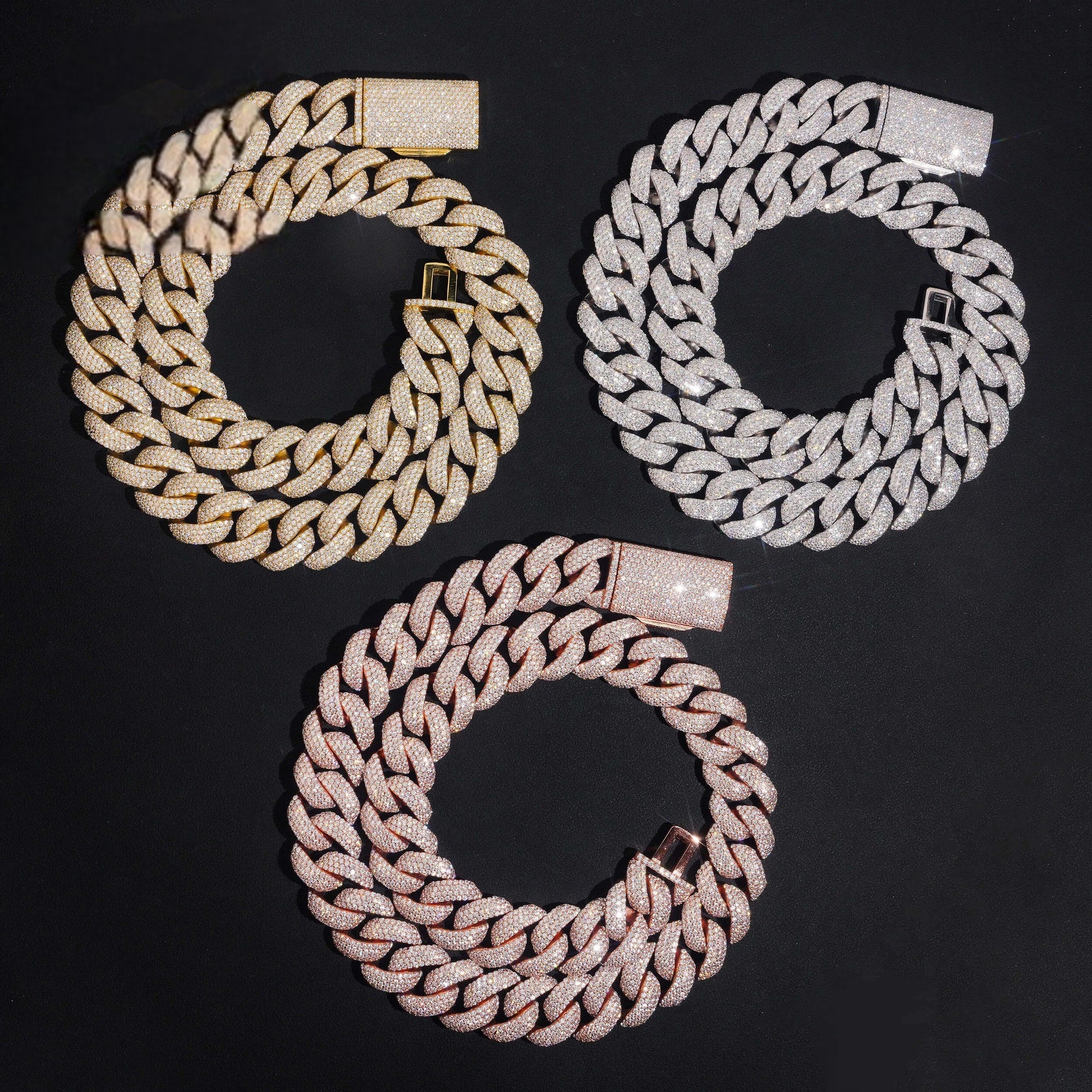 18mm 3-Tone Rainbow Moissanite Cuban Link Chain – VVS Iced Out Miami Style