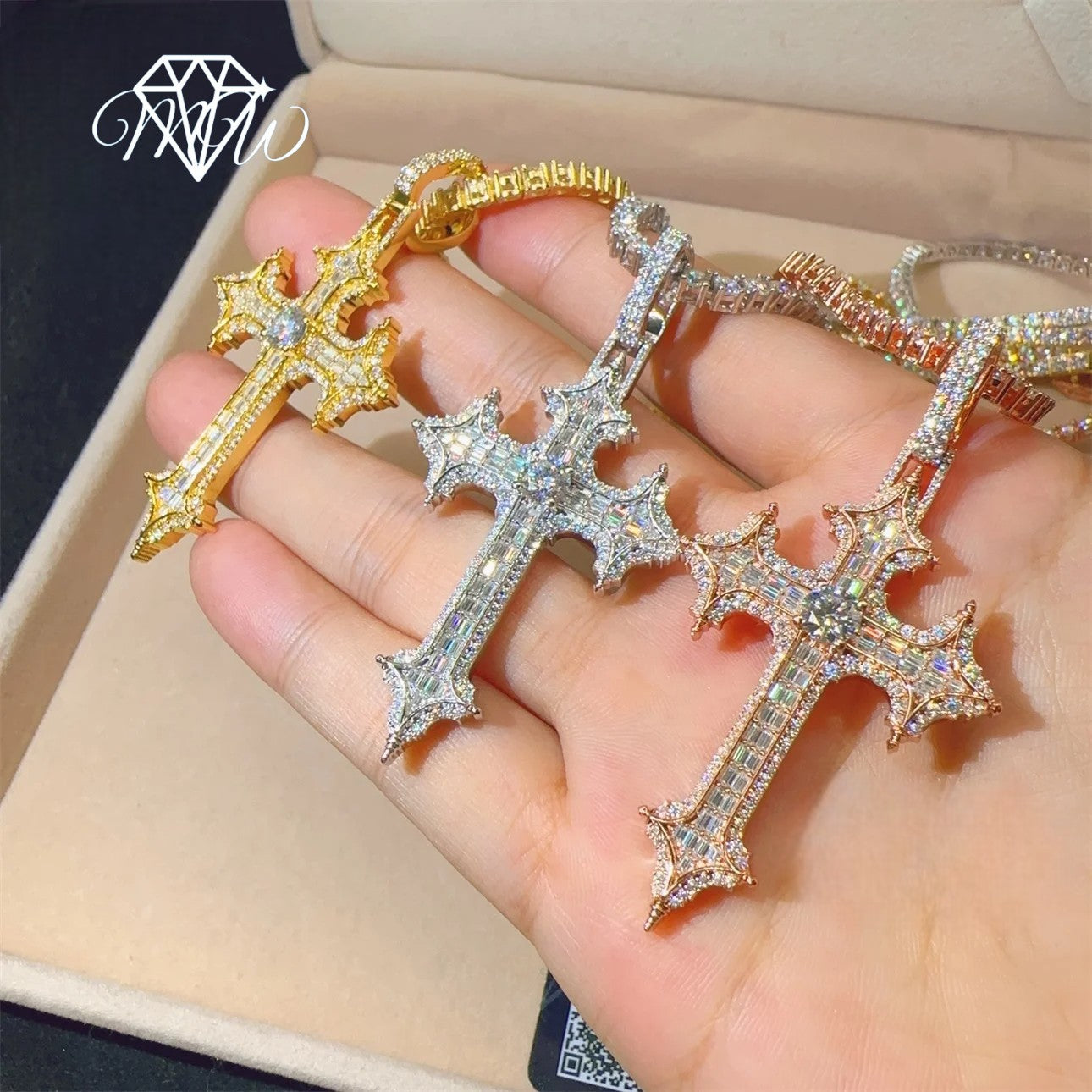 925 Silver D Color VVS Moissanite Cross Pendant – Hip Hop Iced Jewelry