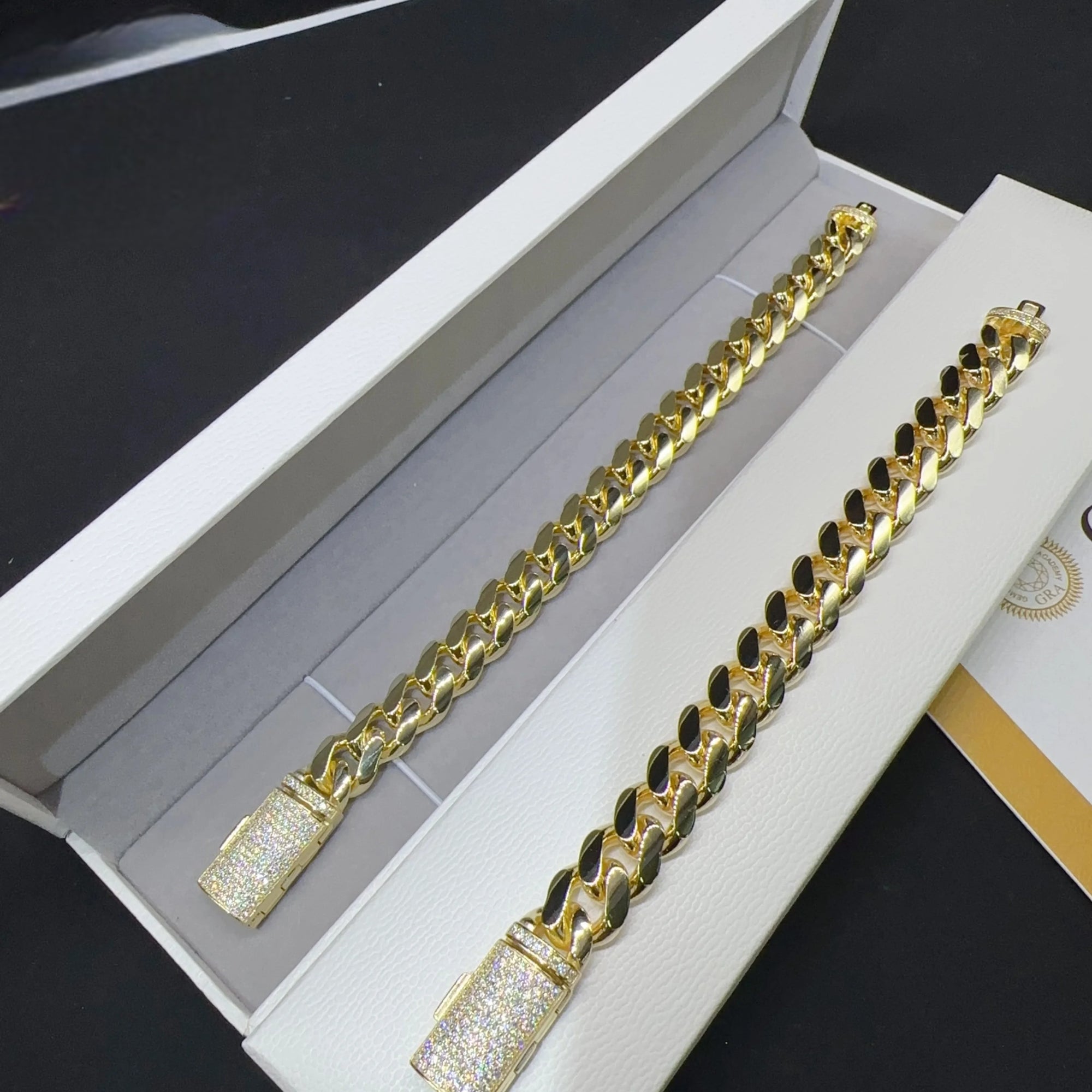 12mm Gold-Plated Moissanite Cuban Bracelet – VVS Iced 925 Silver Hip Hop Jewelry