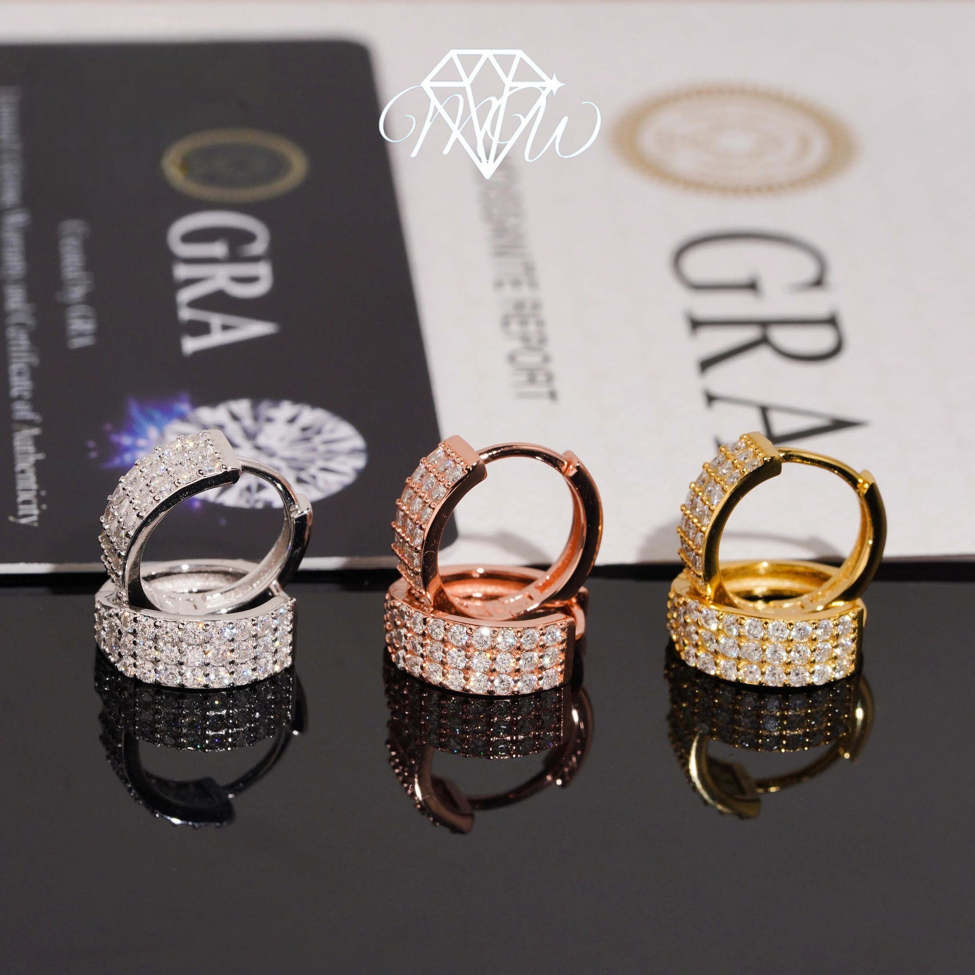 Moissanite Hoop Earrings – Iced Out Hip Hop Jewelry in 925 Sterling Silver with VVS Stones & Gold Plated