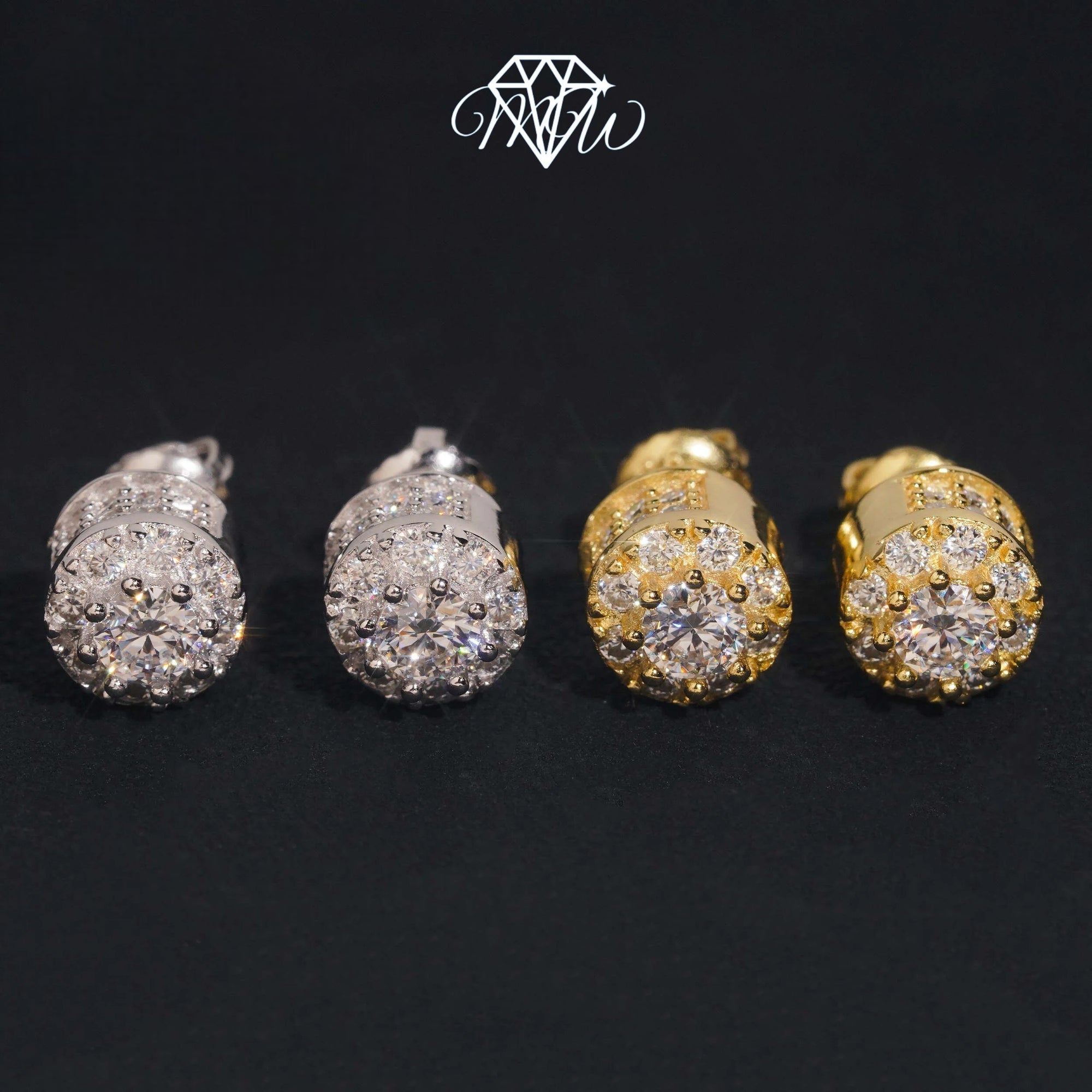 VVS Moissanite Iced Out Stud Earrings – GRA Certified Hip Hop Jewelry in 925 Sterling Silver with Gold Plated Finish | Ready to Ship for Men