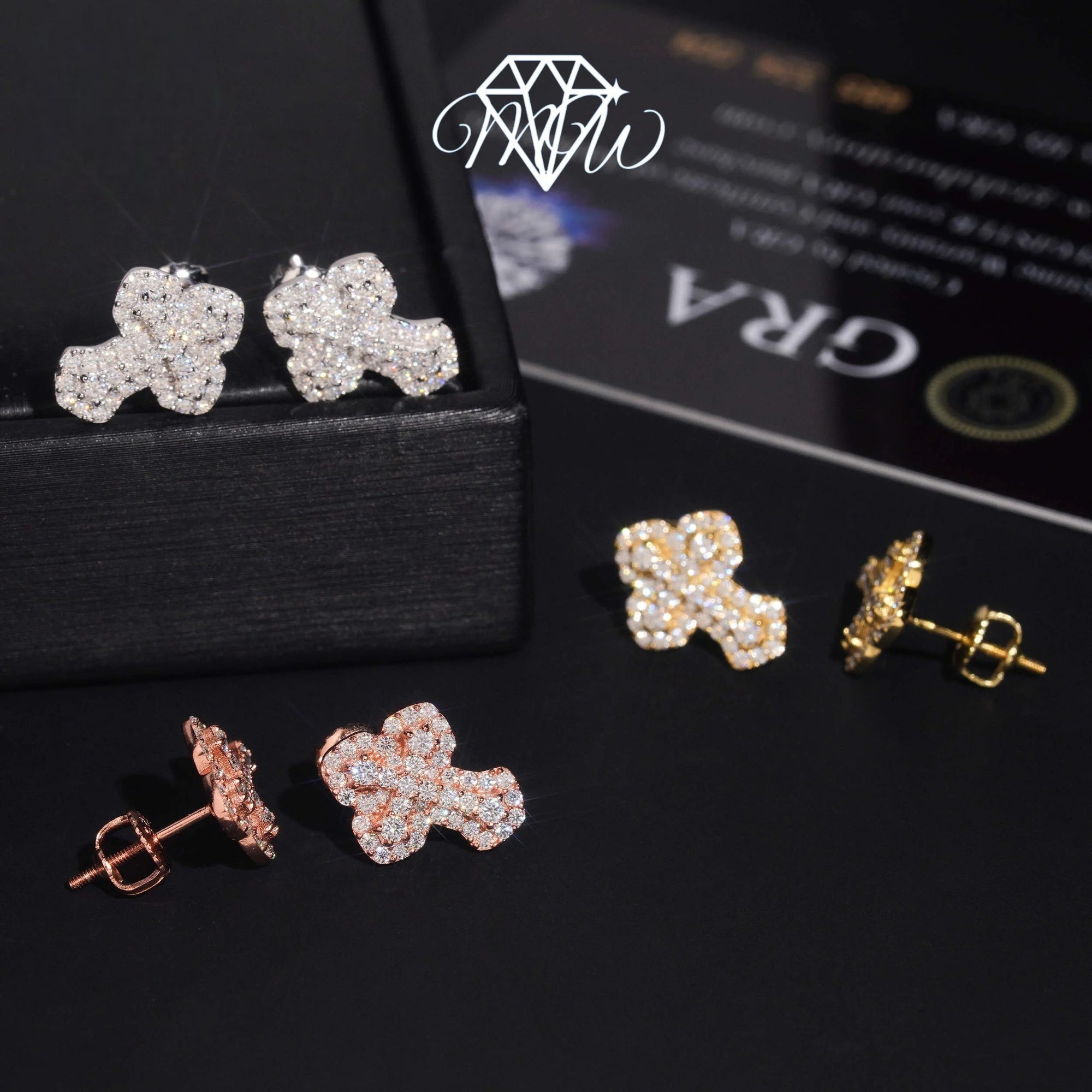 Men's Moissanite VVS Iced Out Diamond Cross Stud Earrings – 925 Sterling Silver & Gold Plated Hip Hop Jewelry