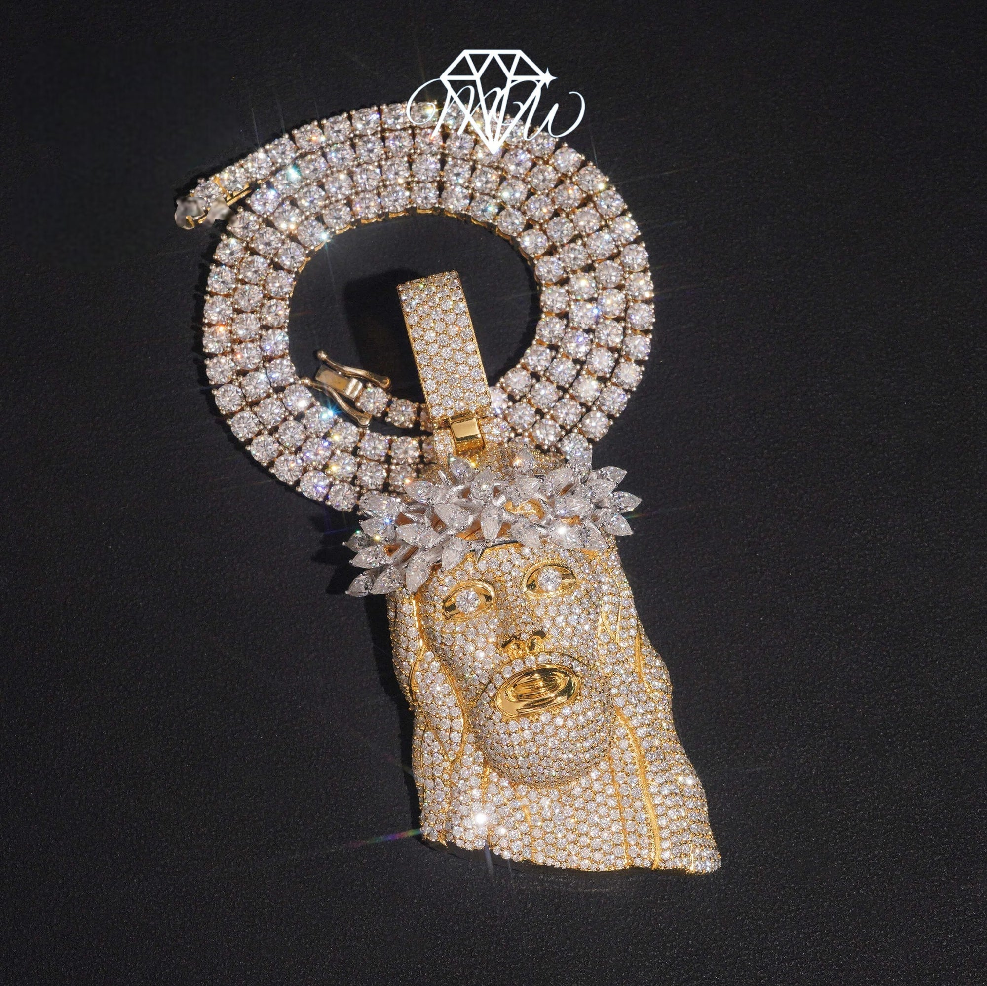 Custom Jesus Pendant – 18K Gold Plated 925 Silver VVS Moissanite GRA