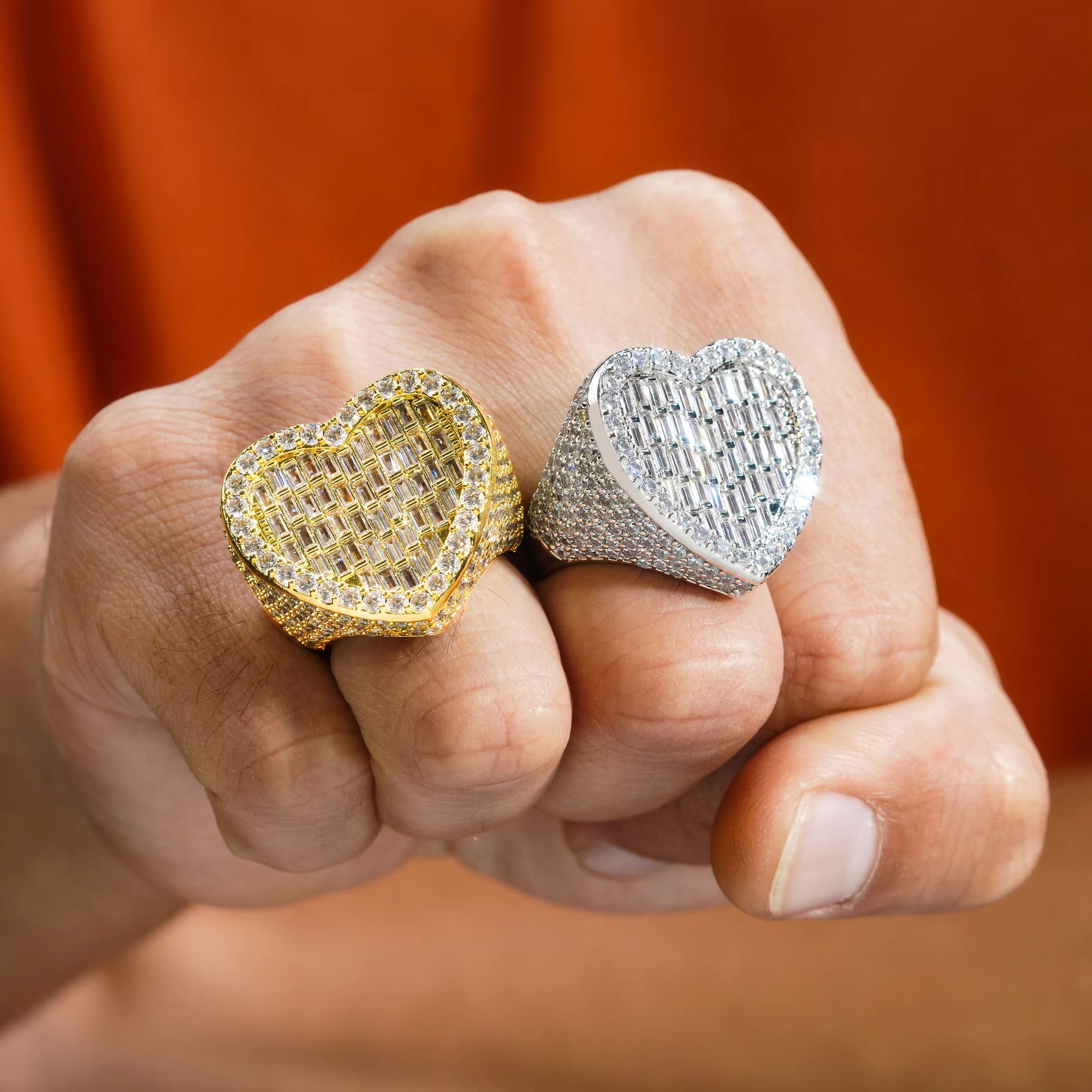 VVS Moissanite Baguette Heart Ring – Iced Out 925 Sterling Silver