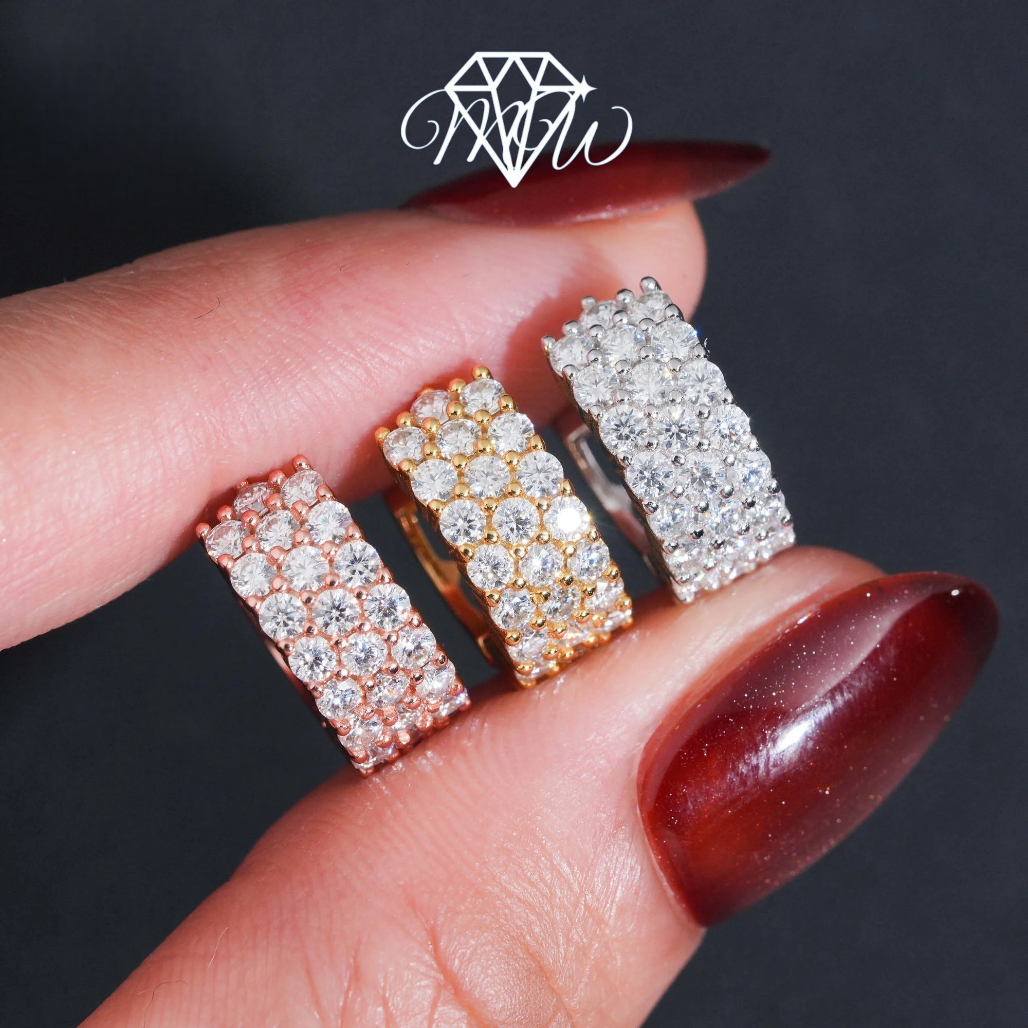 Iced Out Moissanite Hoop Earrings for Women – VVS Hip Hop Jewelry in 925 Sterling Silver with Gold Plated Finish