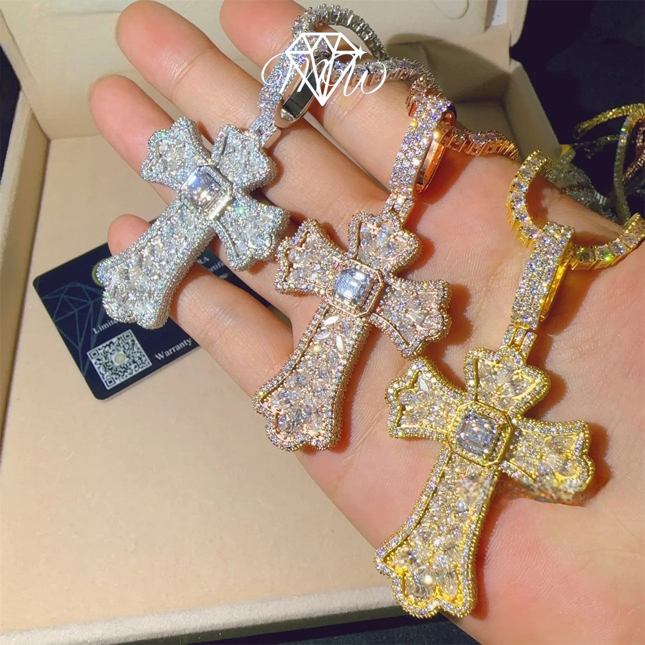925 Silver VVS Moissanite Cross Pendant – Custom Hip Hop Iced Jewelry