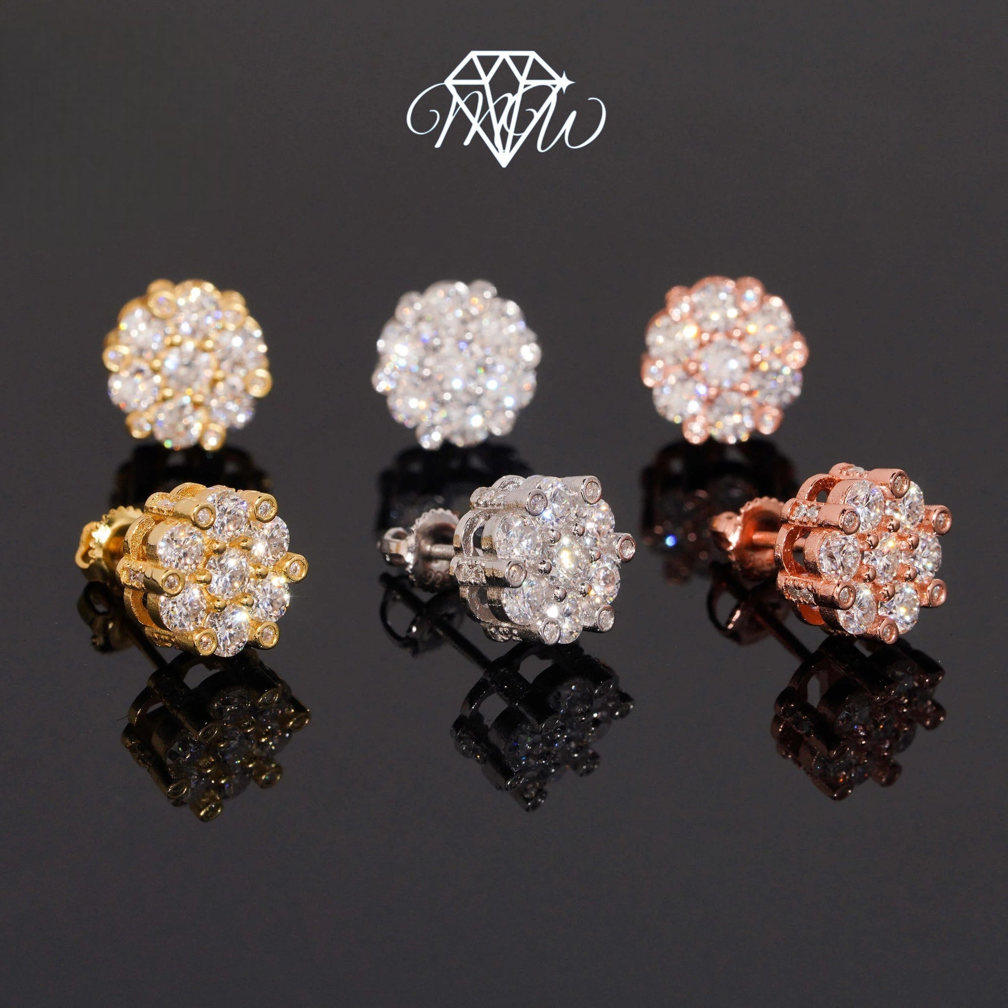 Unisex 10mm Iced Out Moissanite Stud Earrings – VVS Hip Hop Diamond Jewelry in 925 Sterling Silver with Gold Plated Finish