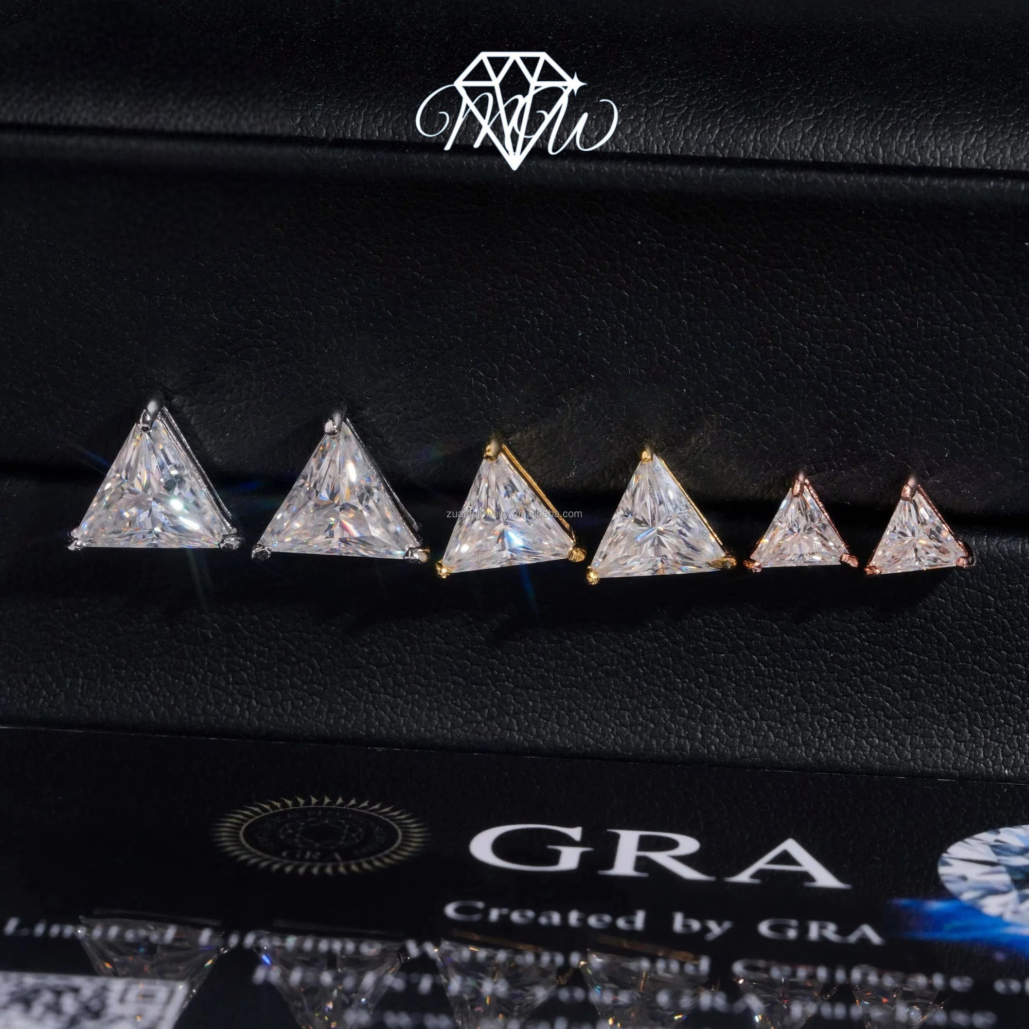 Triangle Cut Moissanite Stud Earrings – VVS Iced Out 925 Silver & Gold Plated