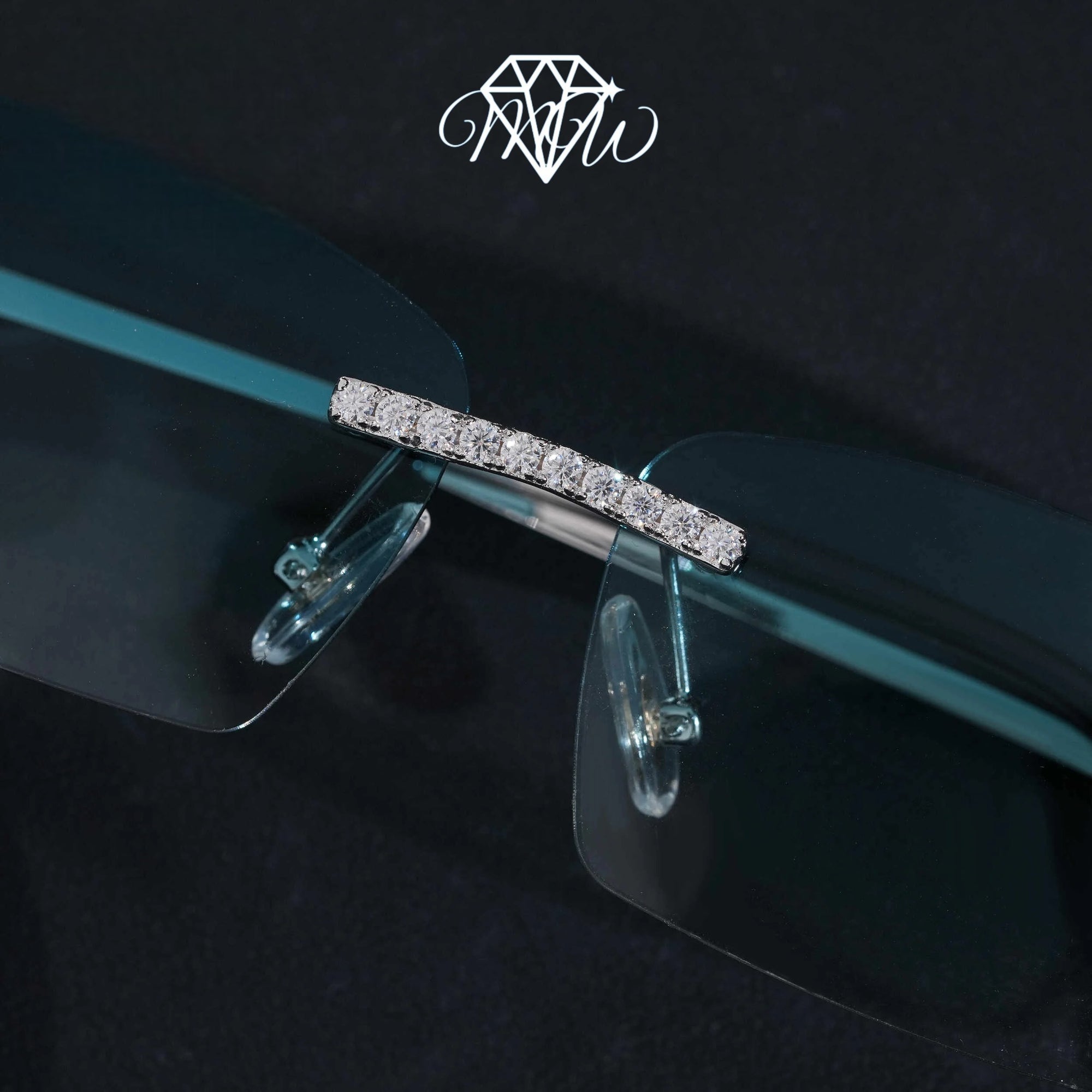VVS Moissanite Rimless Sunglasses – Iced Out 925 Silver & Gold Plated
