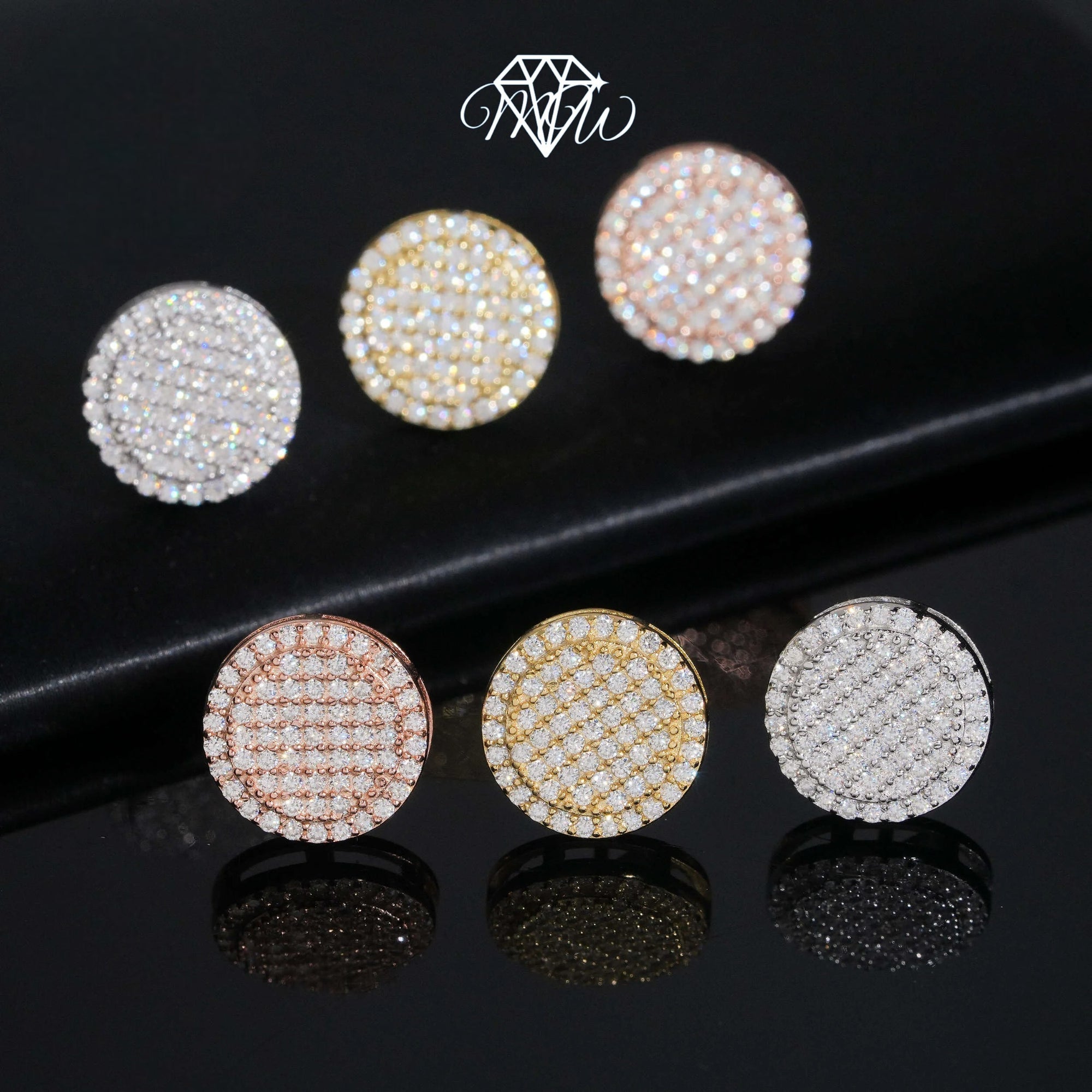 Large 12mm Iced Out Moissanite Stud Earrings – VVS Hip Hop Diamond Jewelry in 925 Sterling Silver with Gold Plated