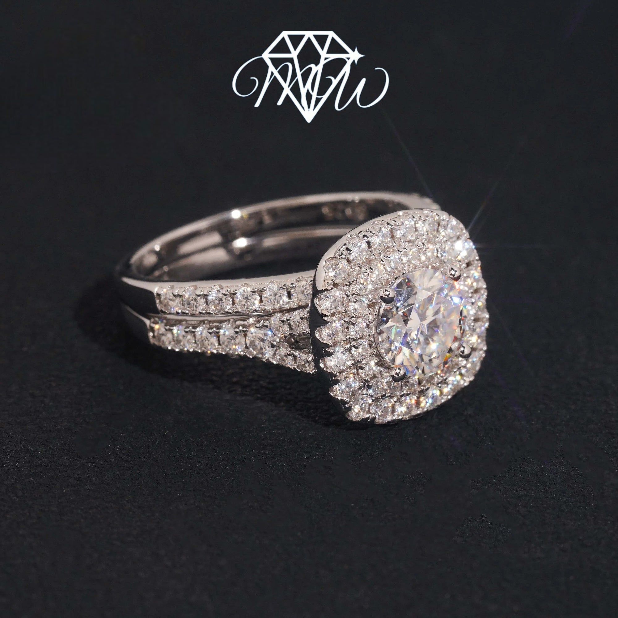 1ct Moissanite Wedding Ring Set – 925 Silver Engagement Jewelry