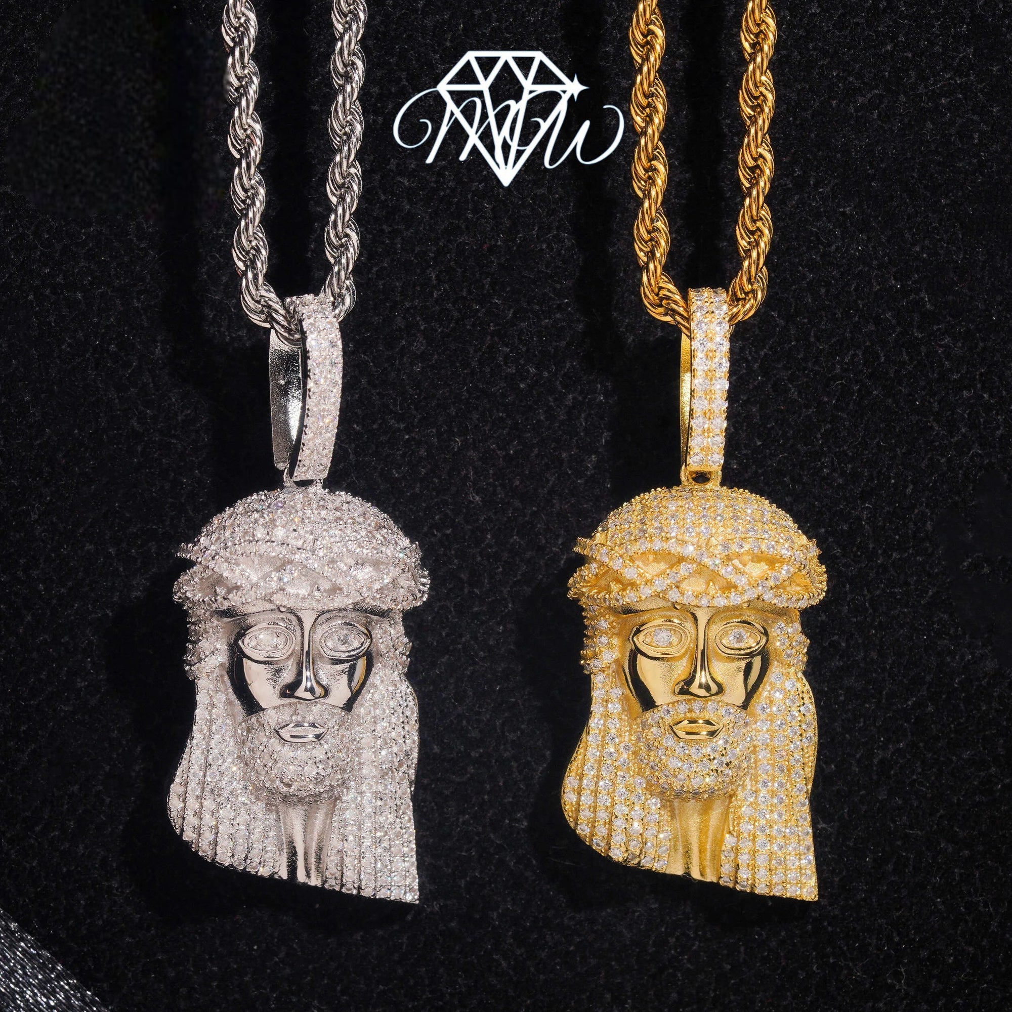 18K Gold Plated Jesus Pendant – 925 Silver VVS Moissanite GRA Certified