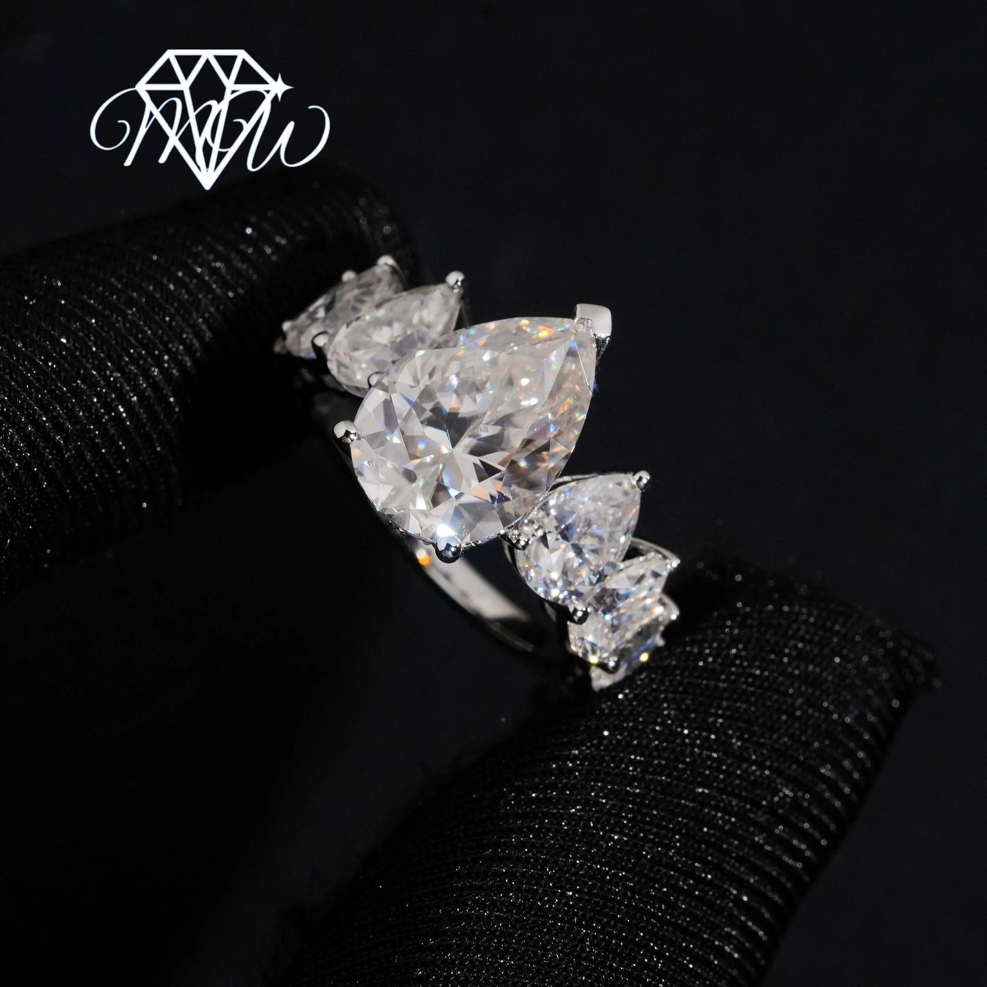 Pear Cut Moissanite Engagement Ring – 9x13mm VVS Stone, 925 Silver