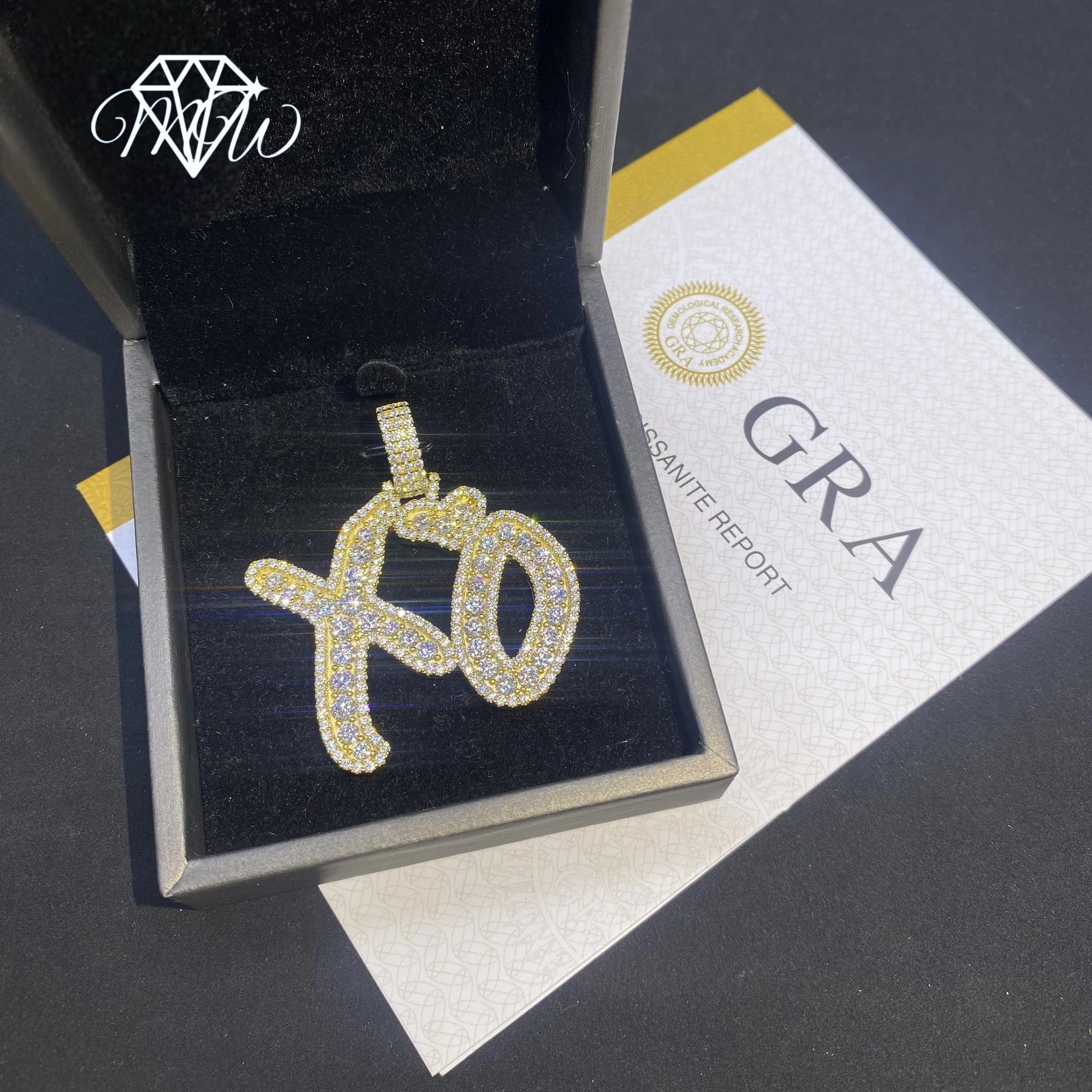 Custom XO Moissanite Pendant – 925 Silver Iced Out Hip Hop Jewelry GRA