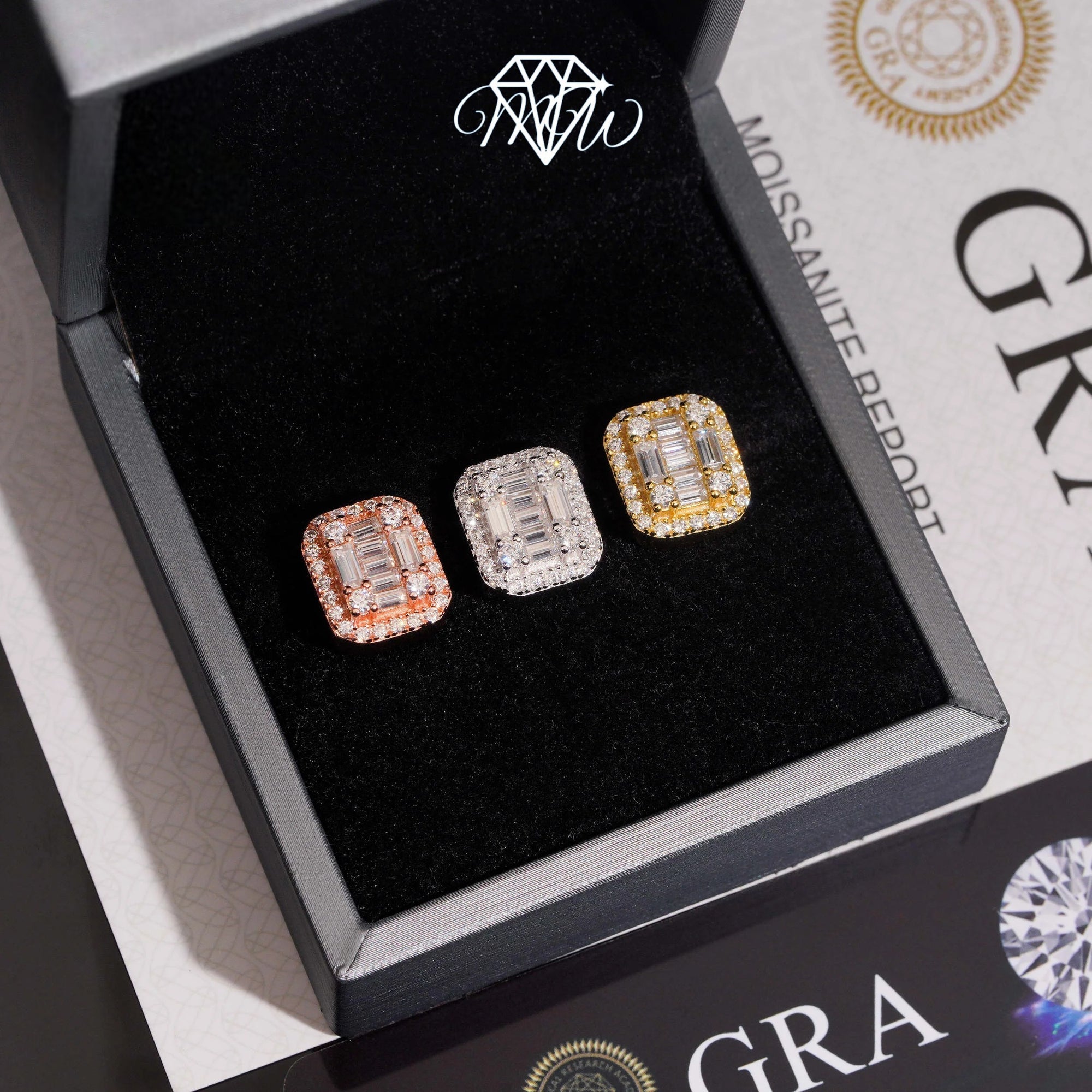 12mm Iced Out Moissanite Stud Earrings – VVS Hip Hop Jewelry in 925 Sterling Silver with Gold Plated Finish