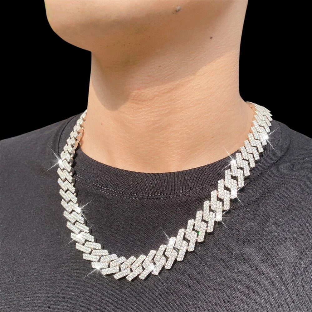 15mm Moissanite Cuban Link Chain – 925 Sterling Silver Iced Out Hip Hop Jewelry