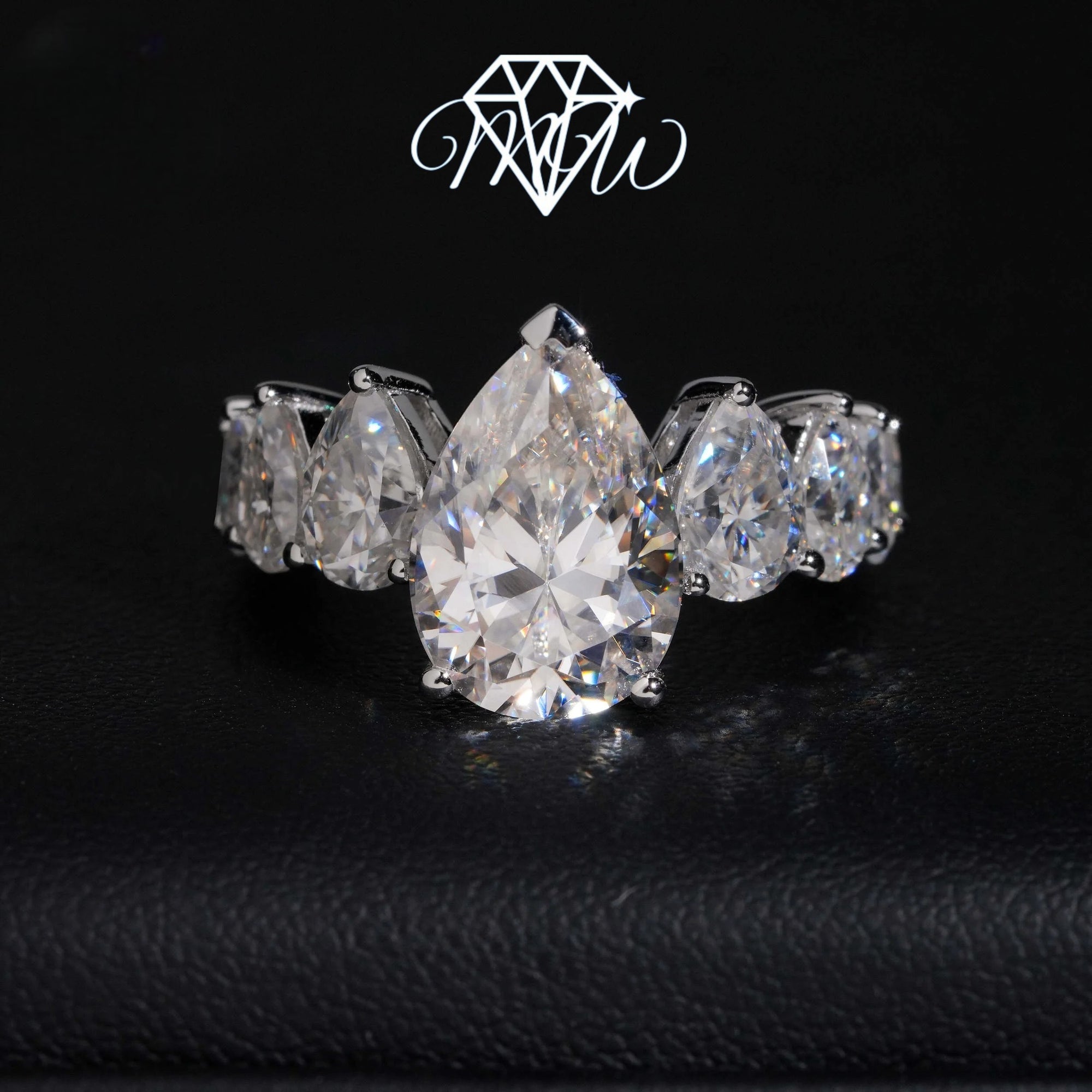 Pear Cut Moissanite Engagement Ring – 9x13mm VVS Stone, 925 Silver