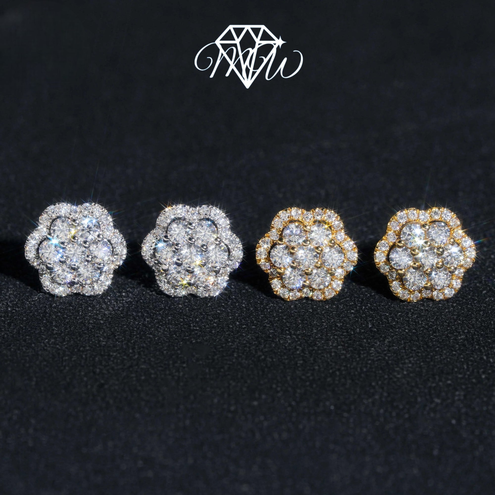 Moissanite Flower Cluster Earrings – VVS Iced Out 925 Silver & Gold Plated