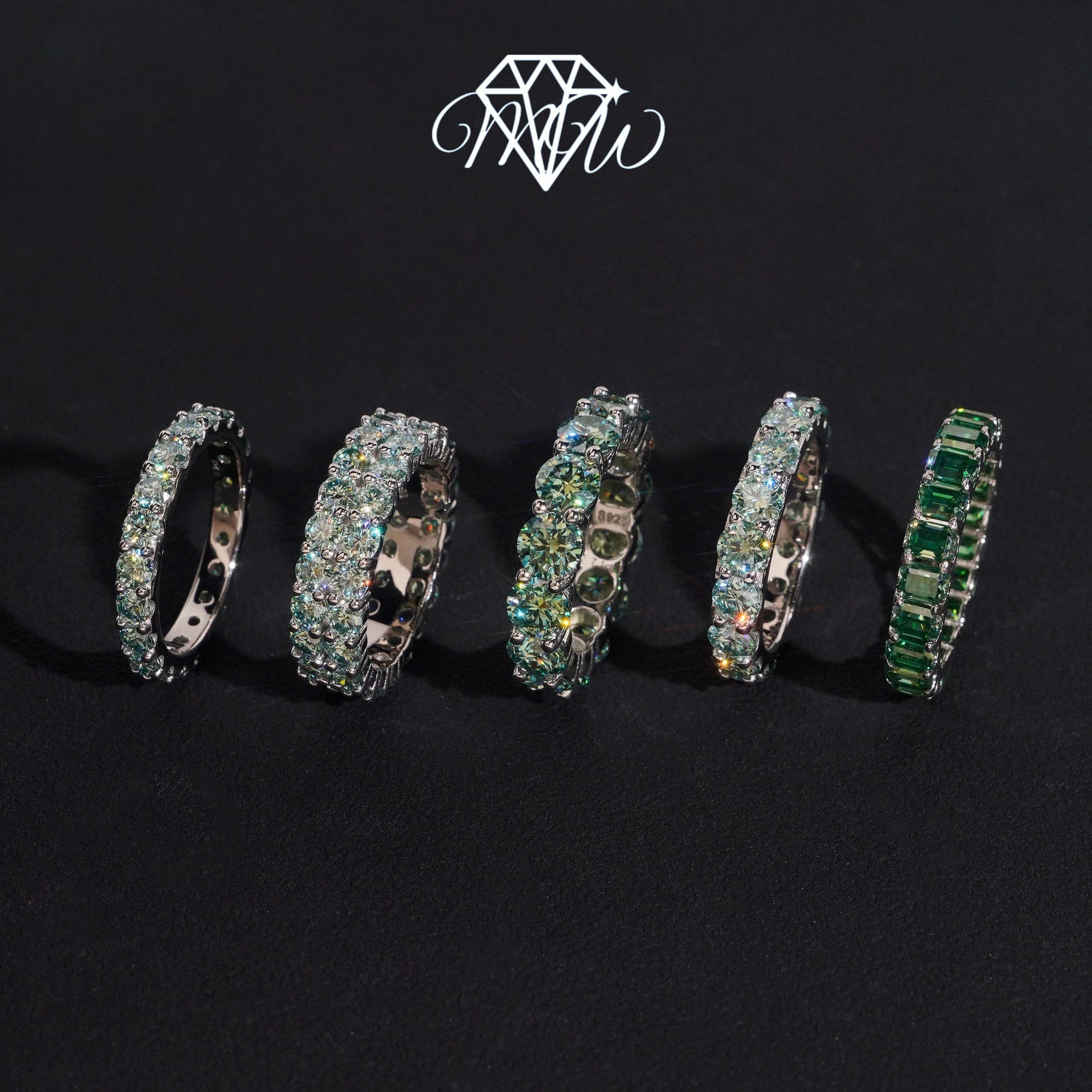 Moissanite Eternity Ring – 925 Silver Gold Plated Hip Hop