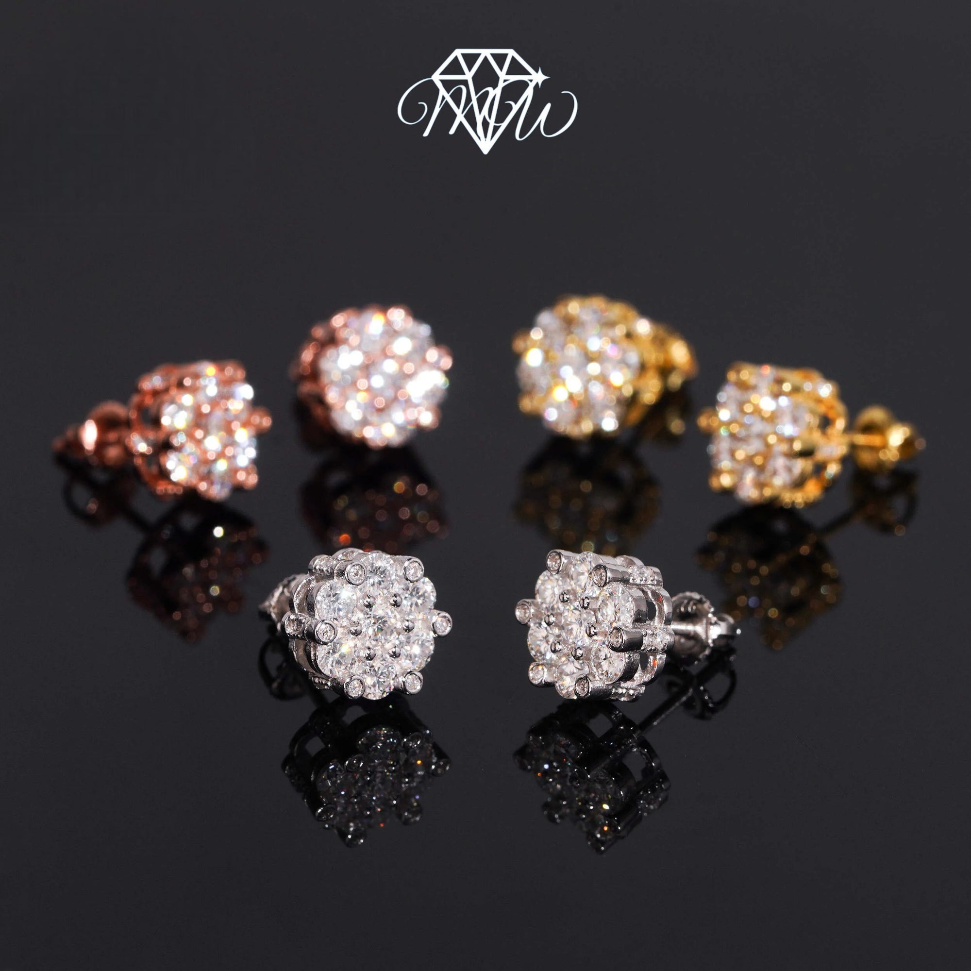 Unisex 10mm Iced Out Moissanite Stud Earrings – VVS Hip Hop Diamond Jewelry in 925 Sterling Silver with Gold Plated Finish