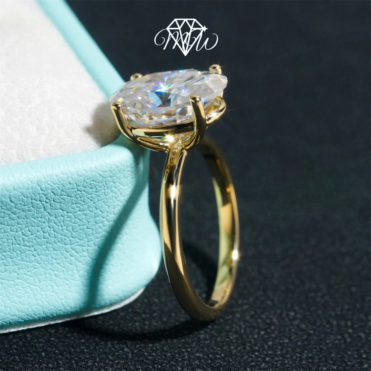 10K Yellow Gold Moissanite Engagement Ring –  Luxury
