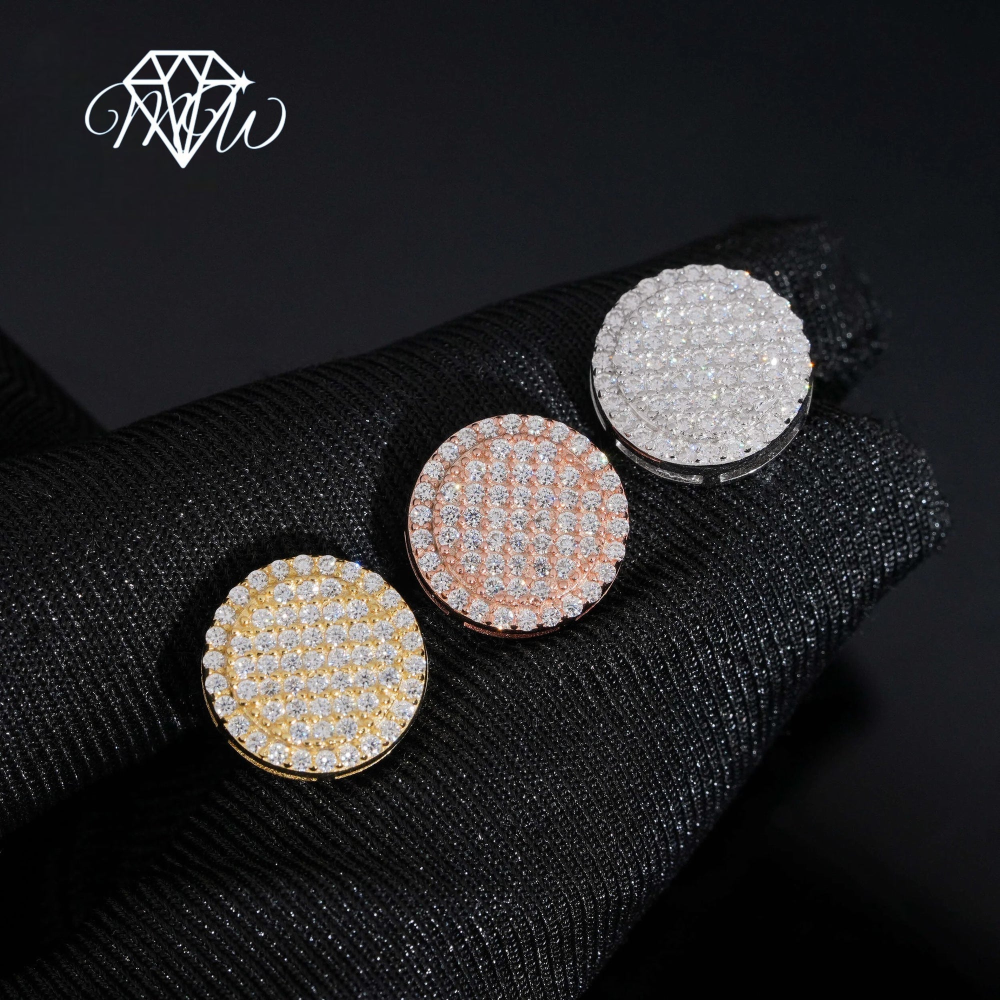 Large 12mm Iced Out Moissanite Stud Earrings – VVS Hip Hop Diamond Jewelry in 925 Sterling Silver with Gold Plated