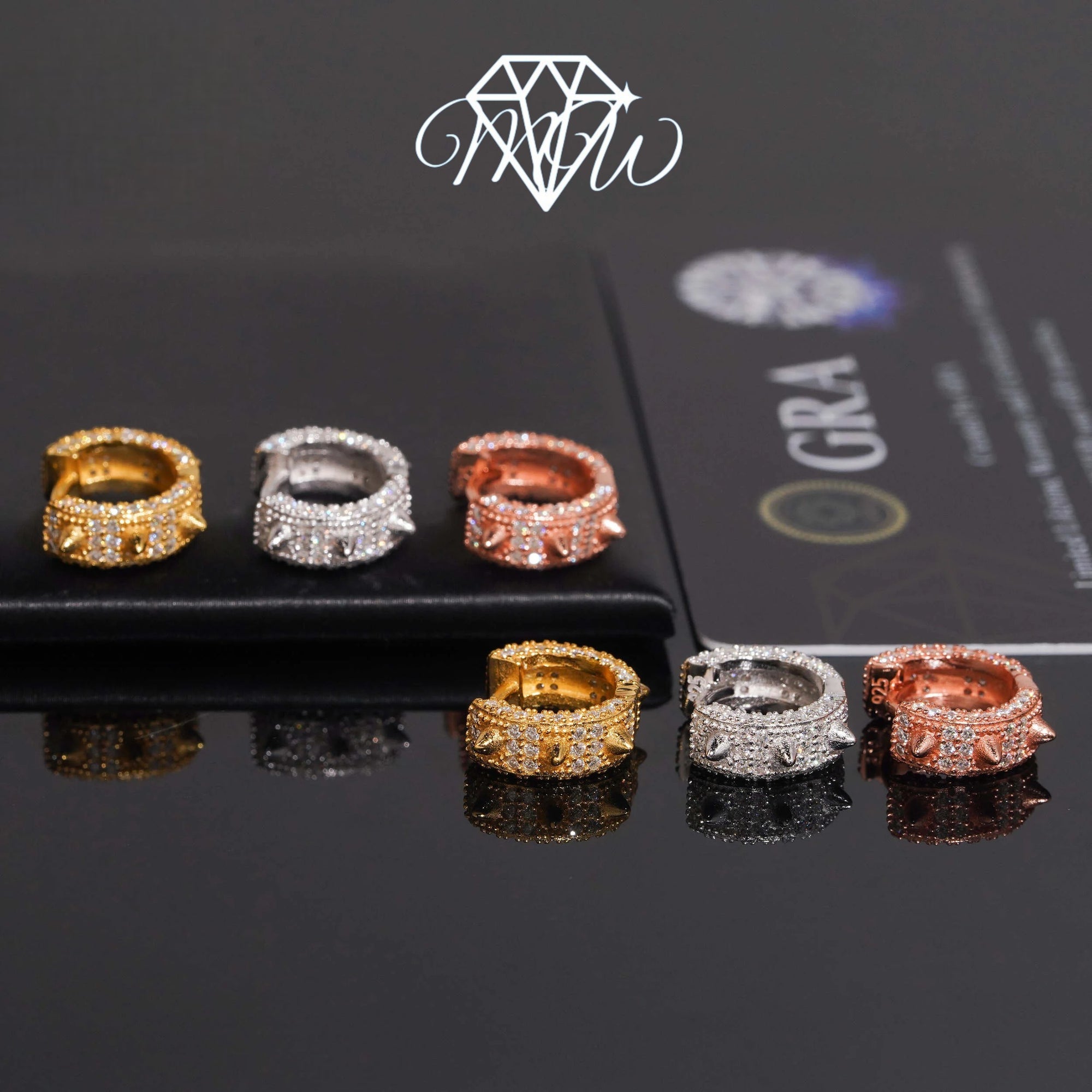 Luxury Iced Out Moissanite Spike Hoop Earrings – VVS Hip Hop Jewelry in 925 Sterling Silver with Gold Plated Options for Men & Women