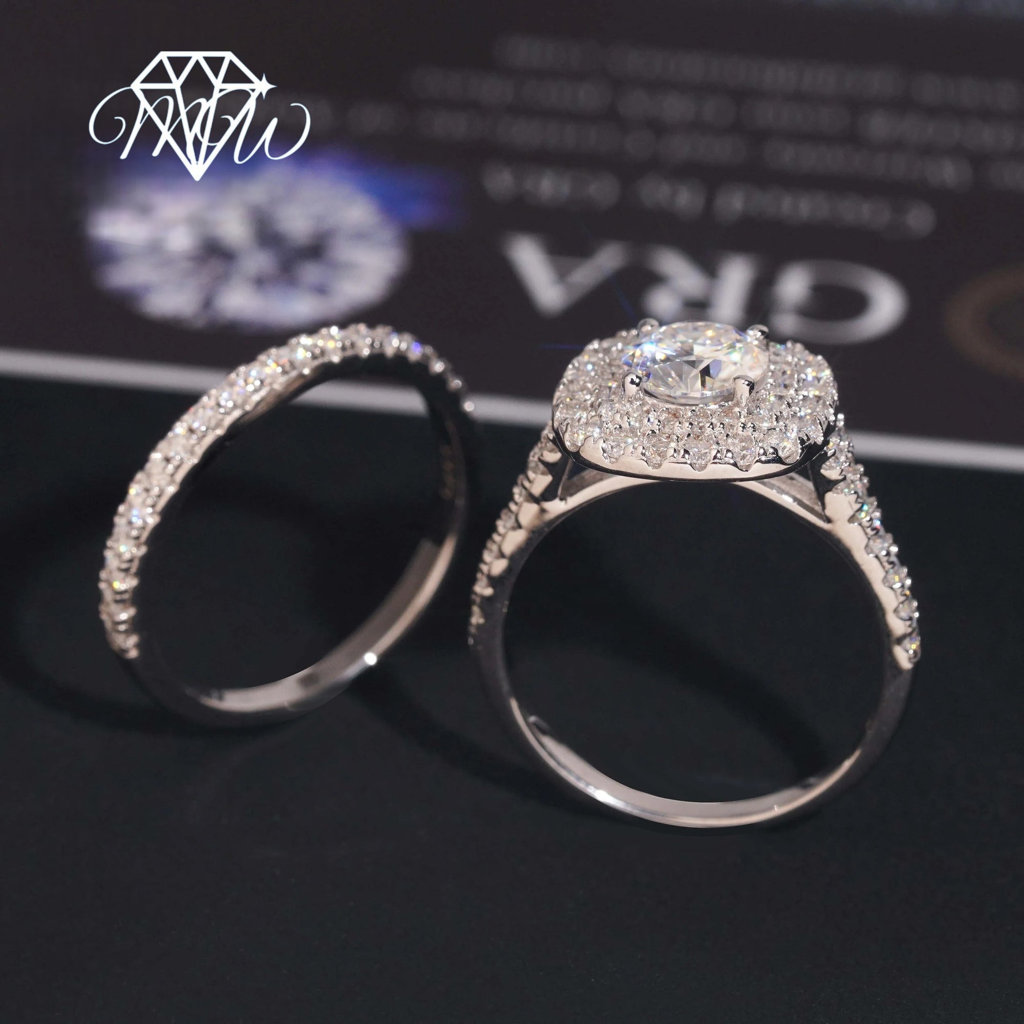 1ct Moissanite Wedding Ring Set – 925 Silver Engagement Jewelry