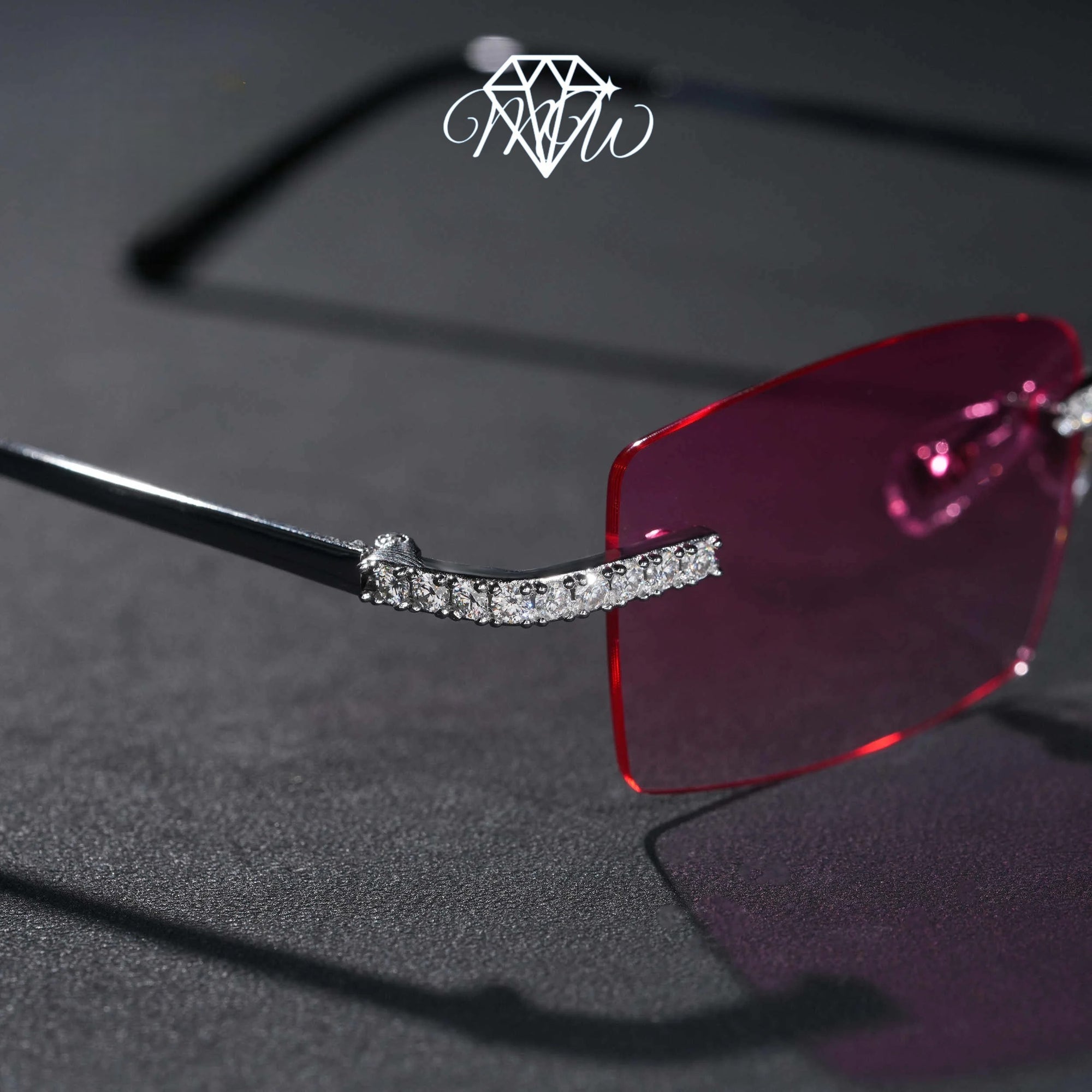 VVS Moissanite Rimless Sunglasses – Iced Out 925 Silver & Gold Plated