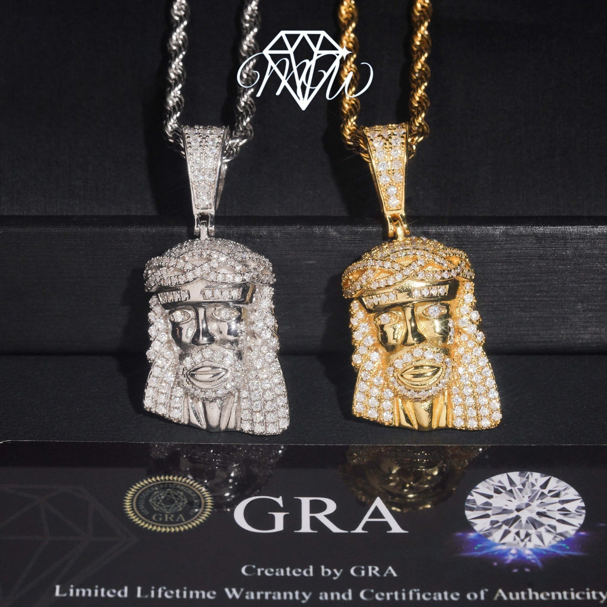 18K Gold Plated Jesus Pendant – 925 Silver VVS Moissanite GRA Certified