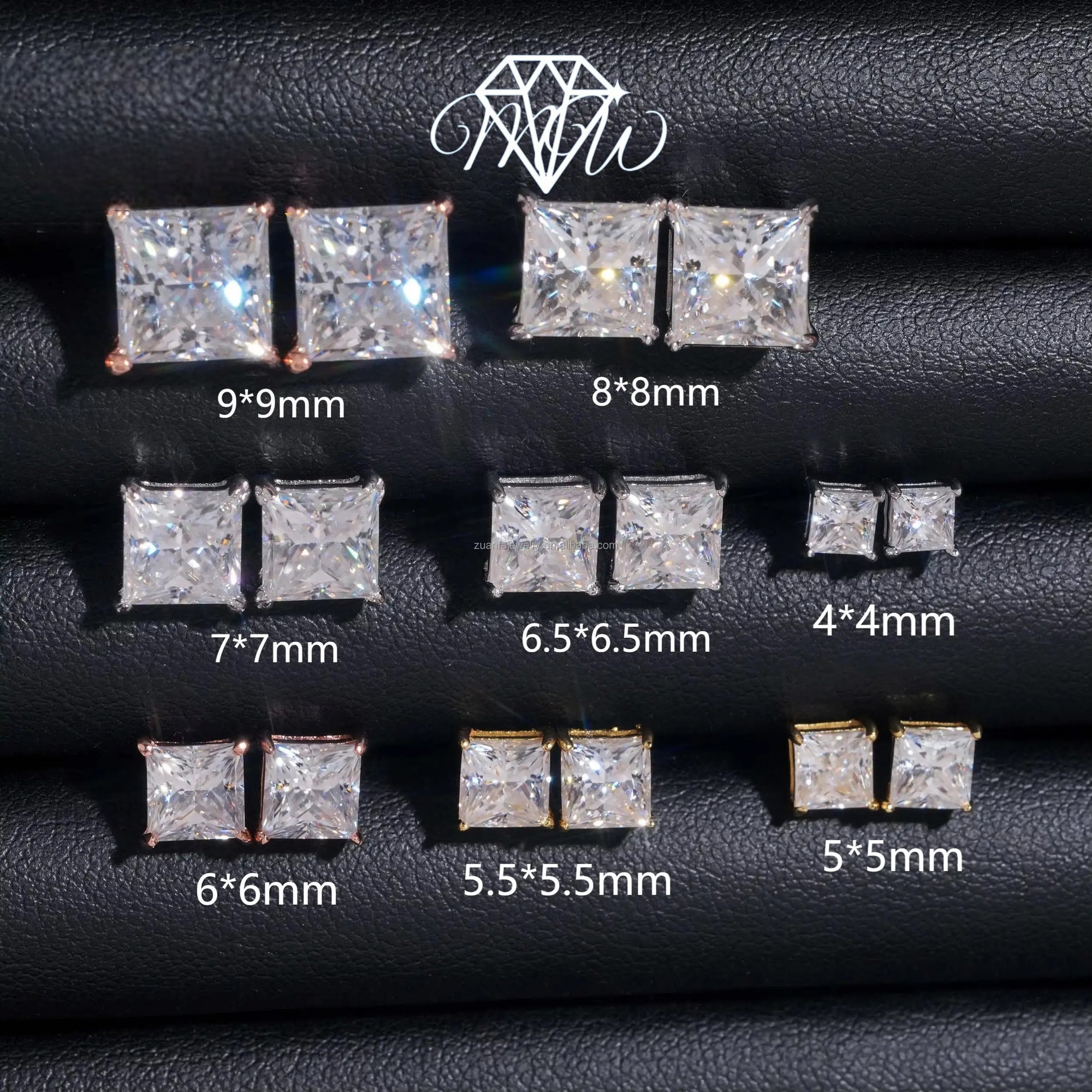 Princess Cut Moissanite Stud Earrings | VVS Iced Out Hip Hop Jewelry