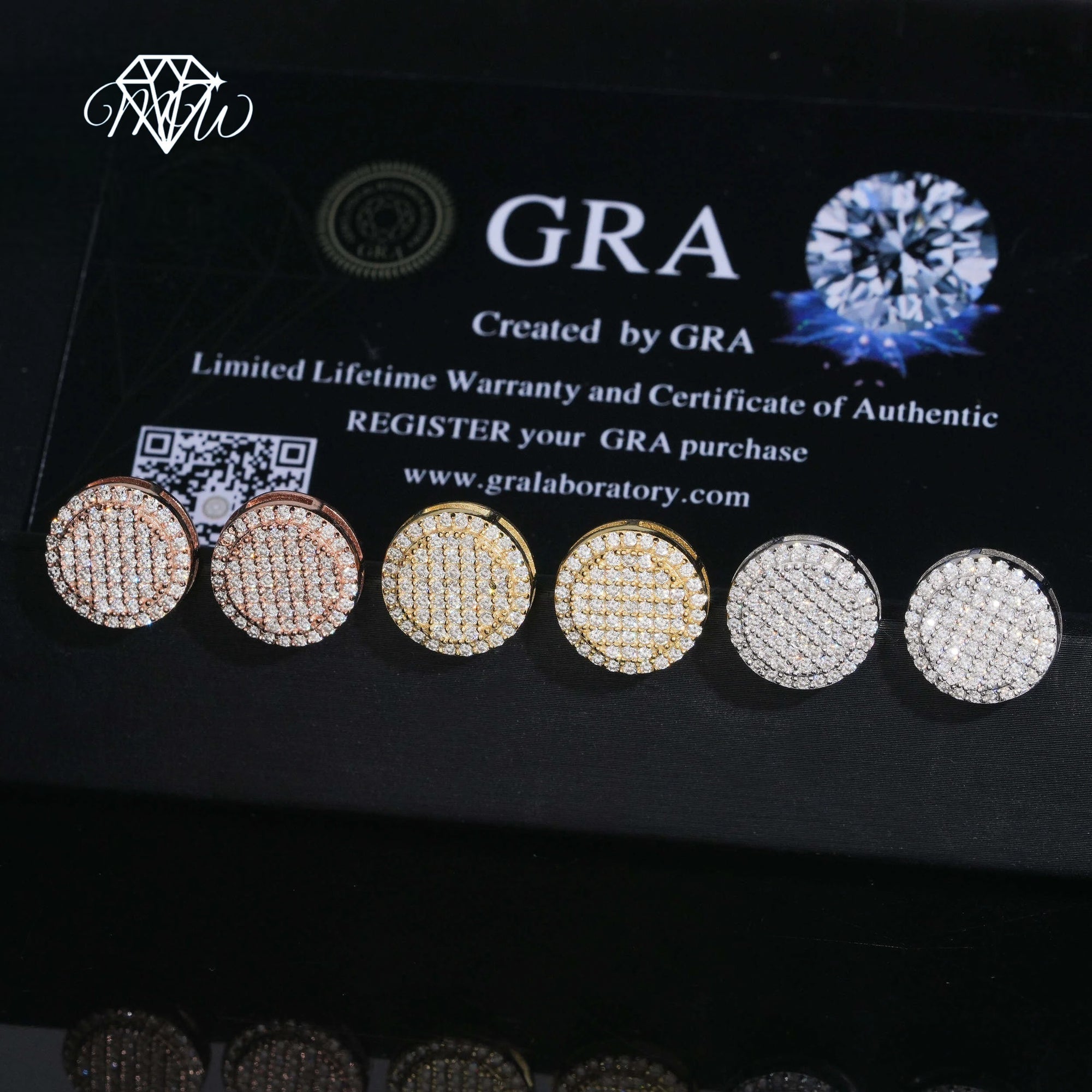 Large 12mm Iced Out Moissanite Stud Earrings – VVS Hip Hop Diamond Jewelry in 925 Sterling Silver with Gold Plated