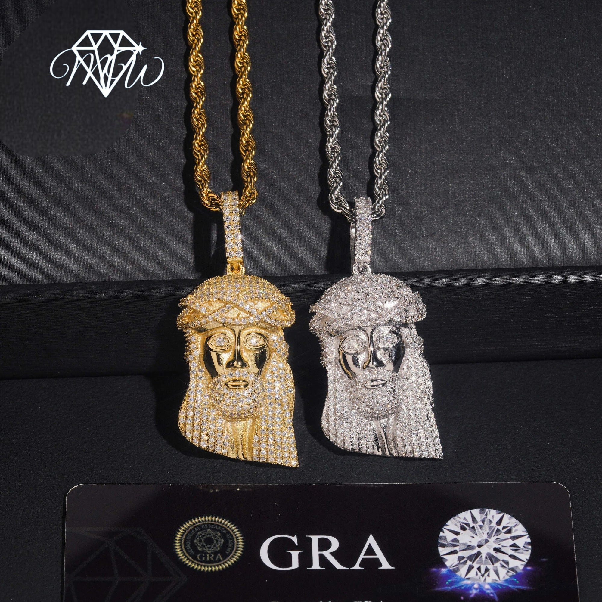 18K Gold Plated Jesus Pendant – 925 Silver VVS Moissanite GRA Certified