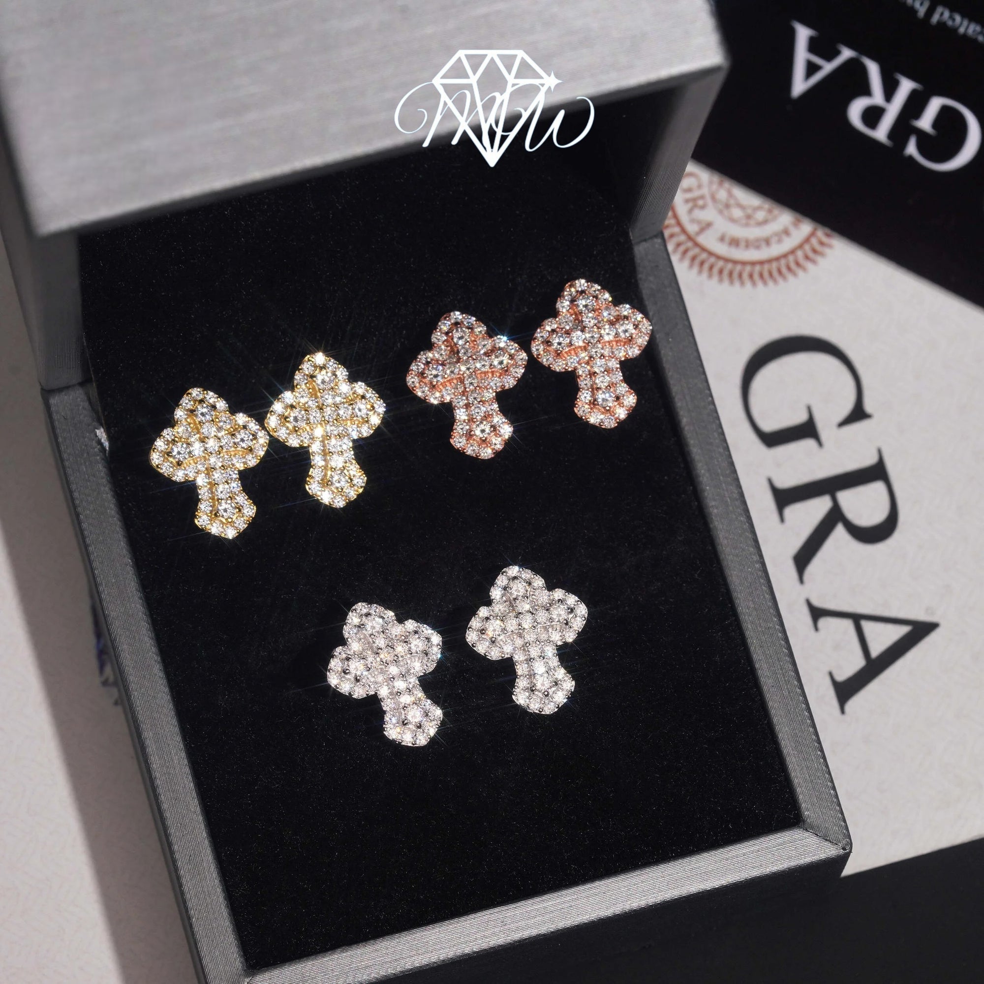 Men's Moissanite VVS Iced Out Diamond Cross Stud Earrings – 925 Sterling Silver & Gold Plated Hip Hop Jewelry