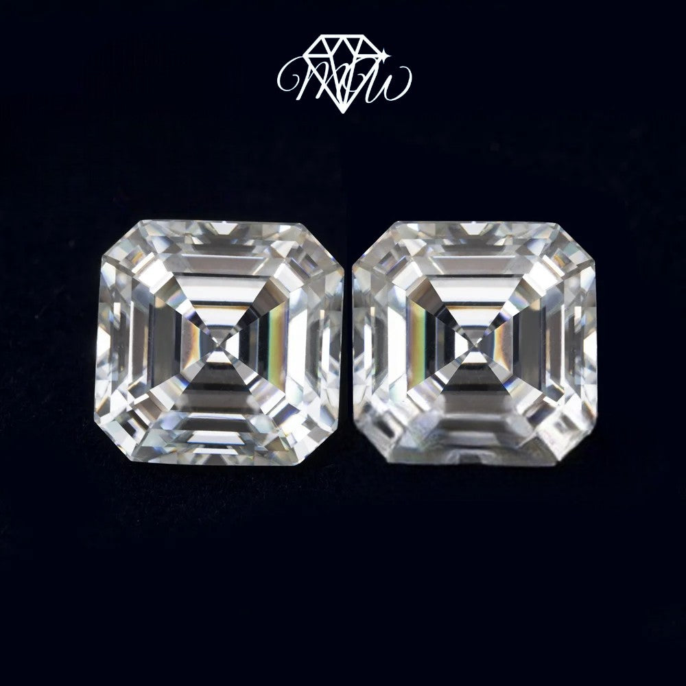Asscher Cut Moissanite Stud Earrings – VVS Iced Out 925 Silver & Gold Plated