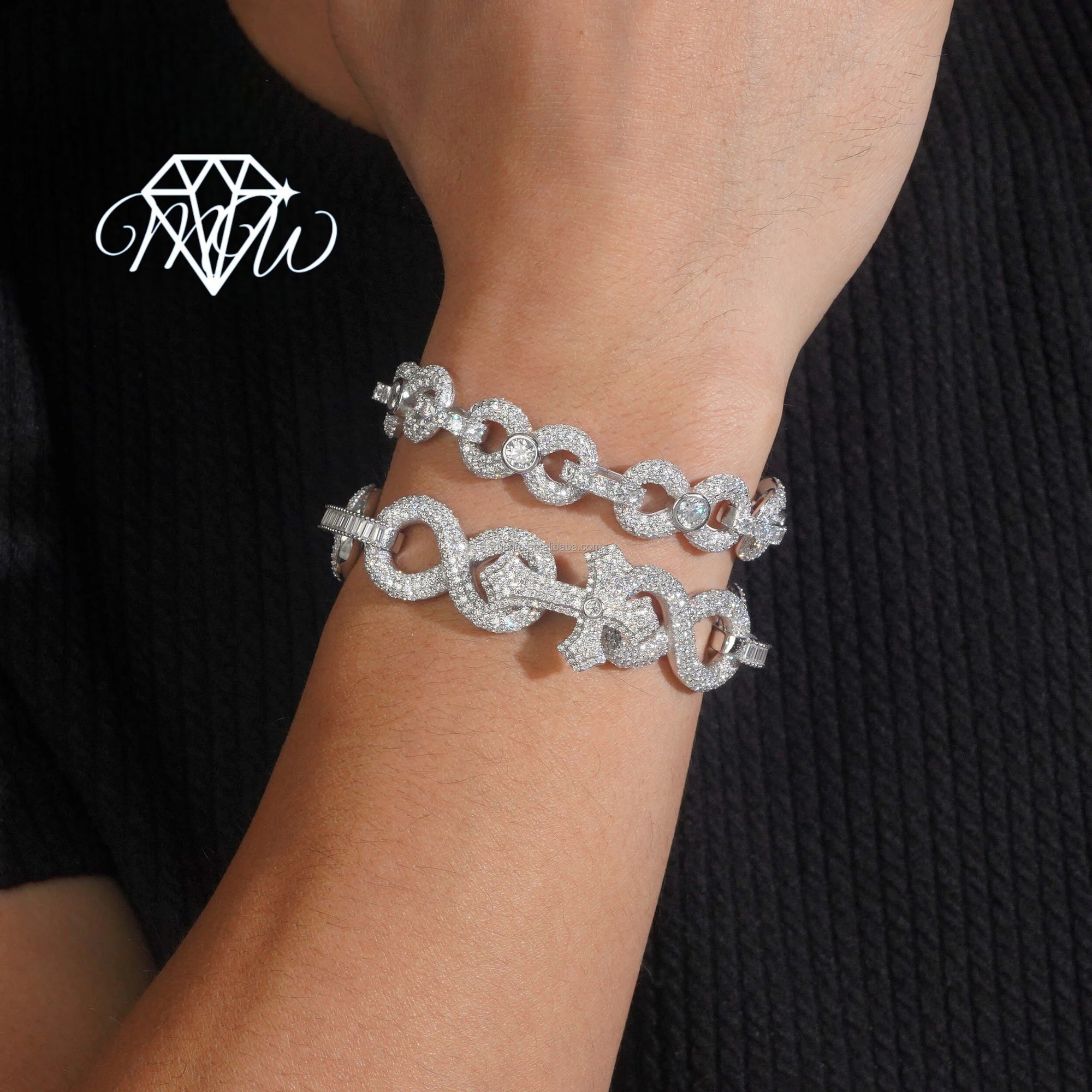 VVS1 Moissanite Diamond Bracelet – Infinity Link & Cross Styles | Iced Out 925 Silver Hip Hop Jewelry |