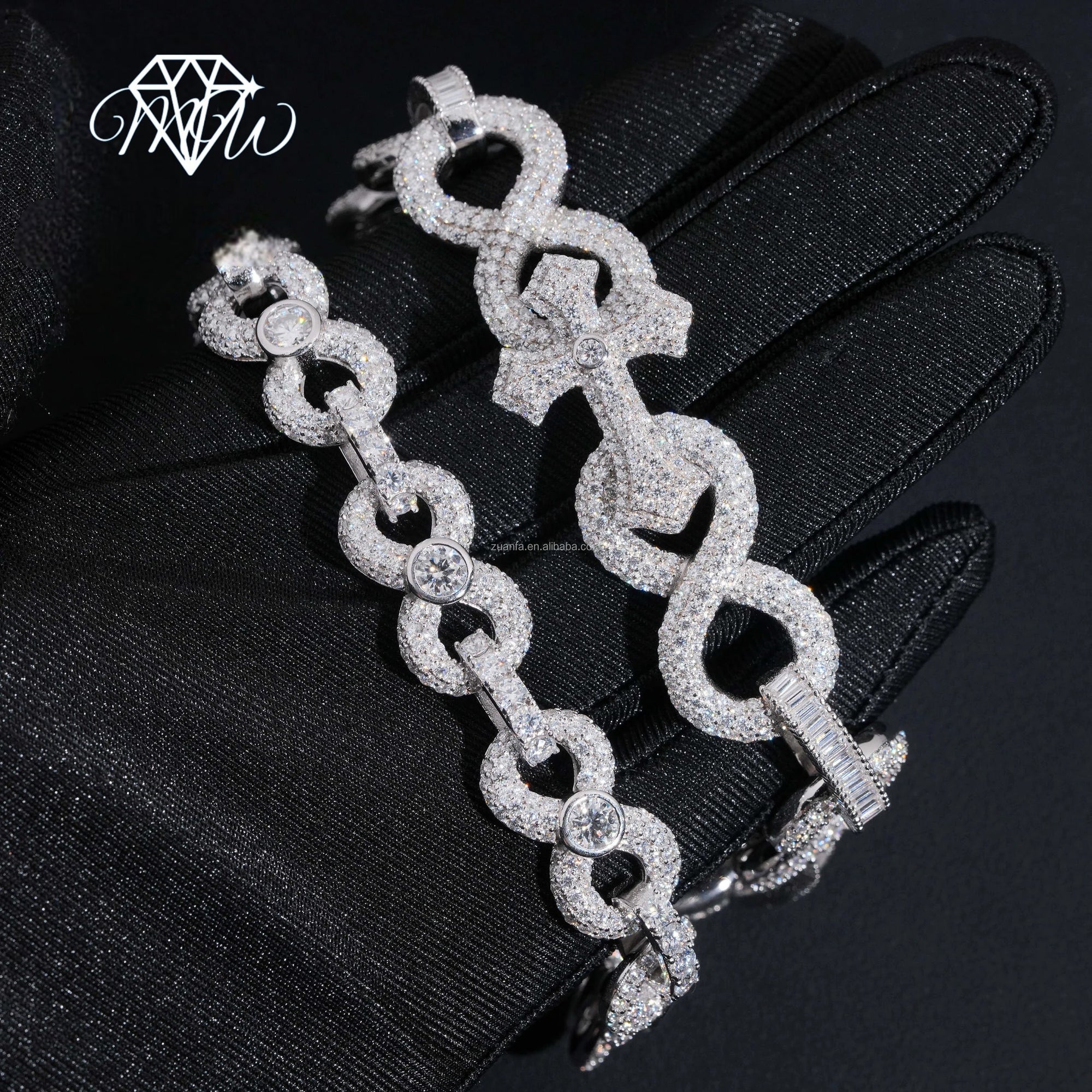 VVS1 Moissanite Diamond Bracelet – Infinity Link & Cross Styles | Iced Out 925 Silver Hip Hop Jewelry |