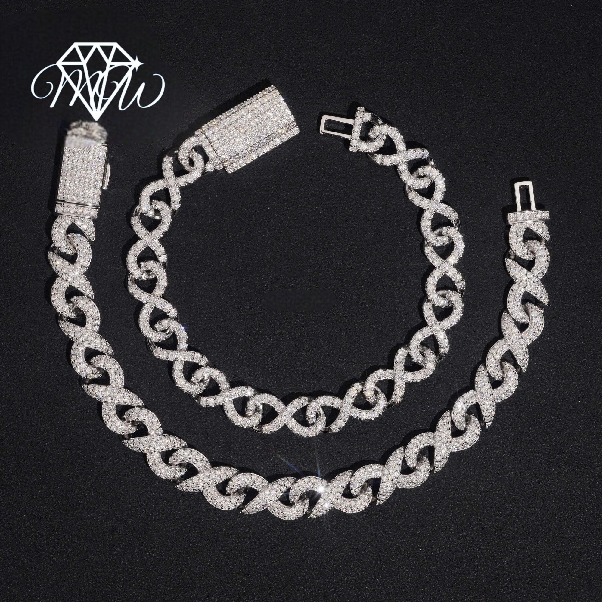 GRA Certified 10mm & 13mm Moissanite Diamond Infinity Cuban Bracelet | Luxury jewlery