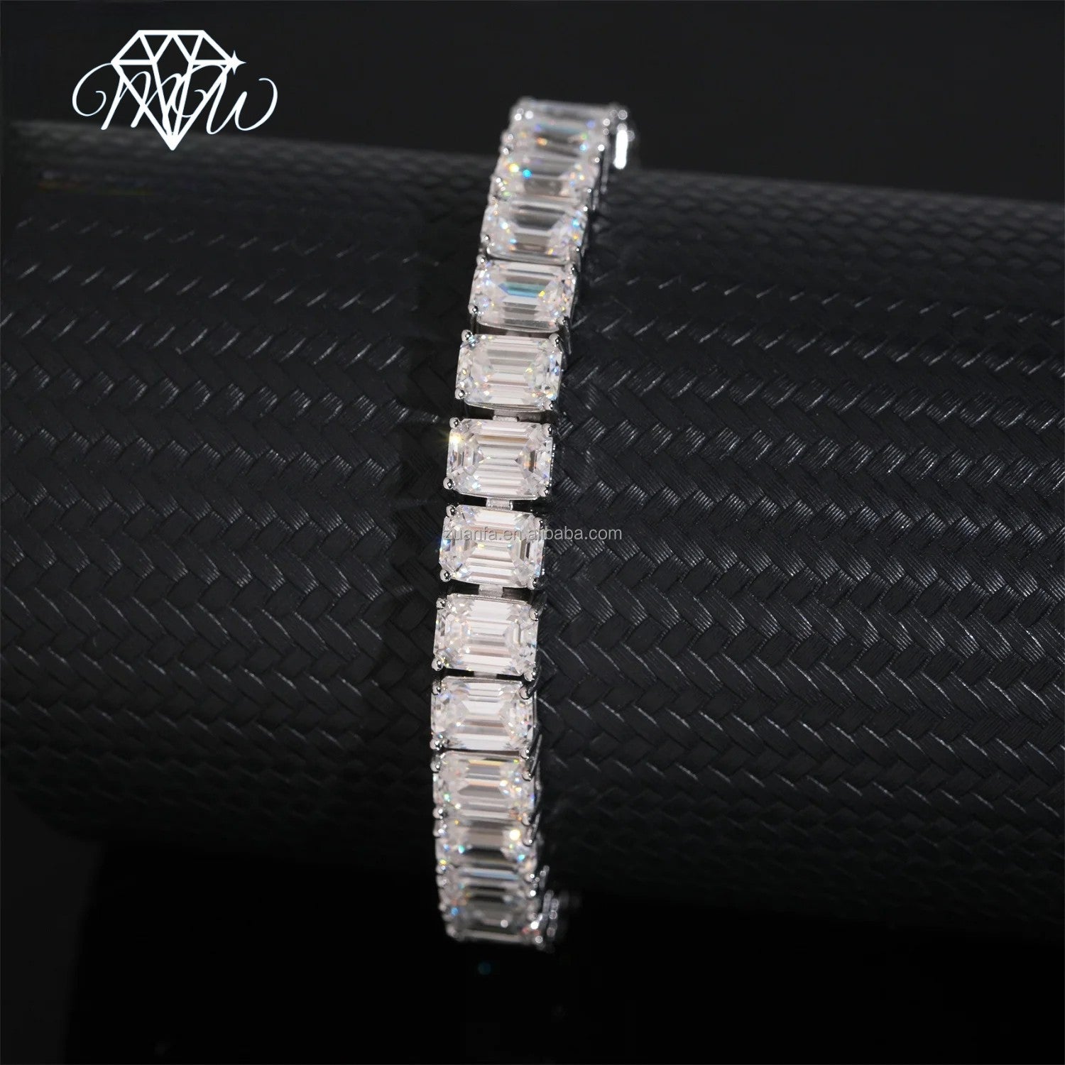 Moissanite Emerald Cluster Tennis Bracelet – Unisex Luxury Iced Out 925 Sterling Silver