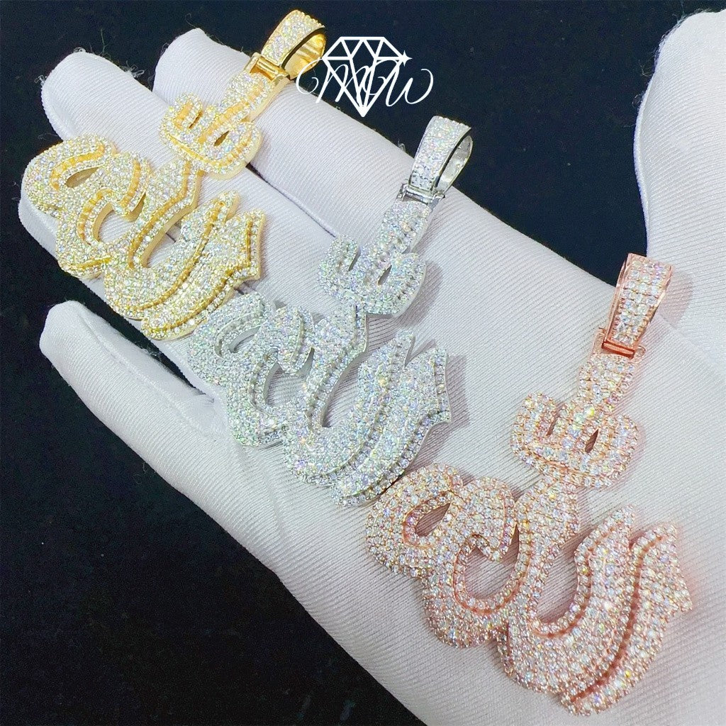 Allah Pendant Necklace – 925 Silver VVS1 Moissanite Iced Out Jewelry